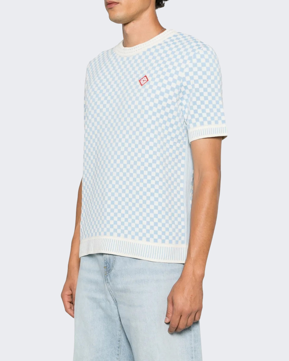 Heren Check Tee Blauw