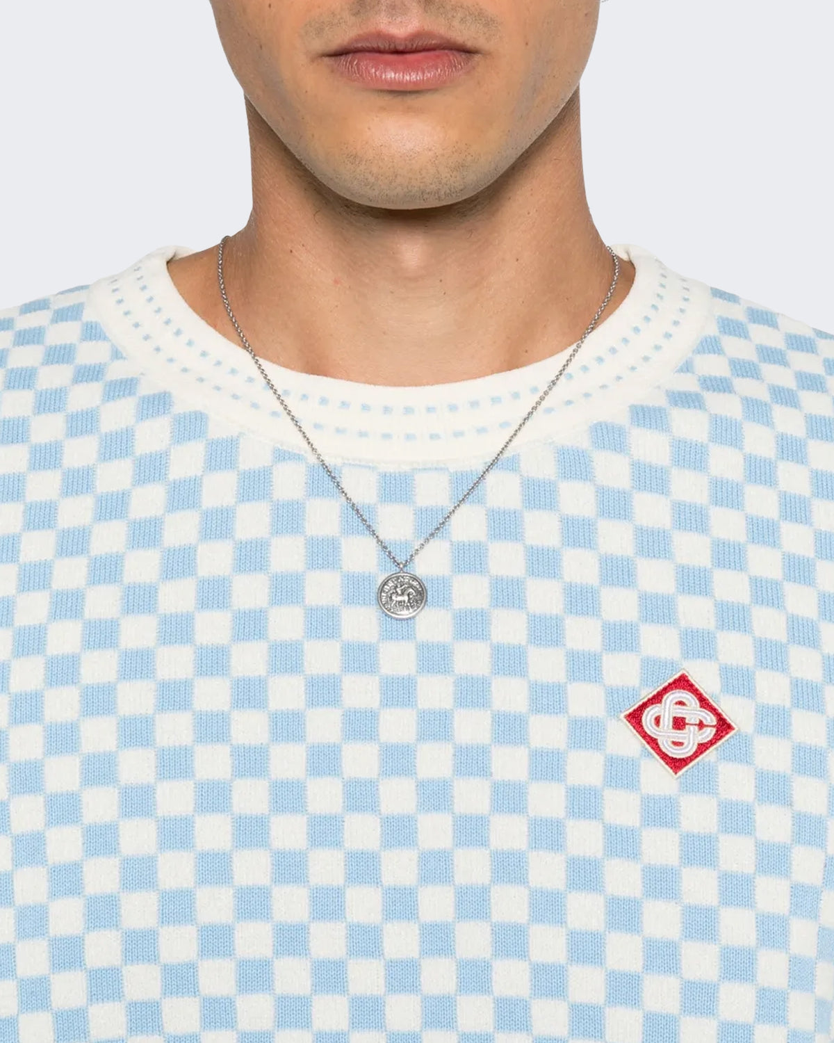 Heren Check Tee Blauw