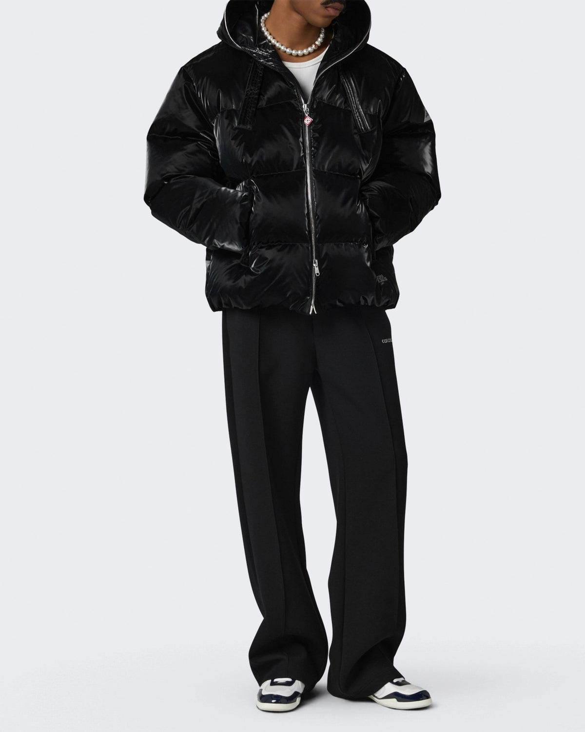 Herren Zip Hood Down Puffer Schwarz