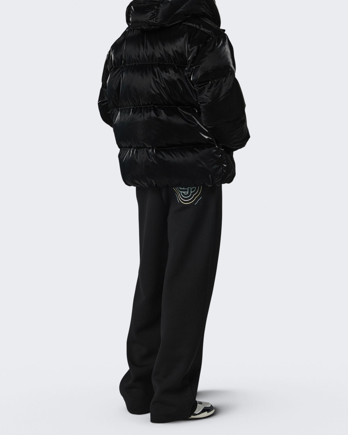 Herren Zip Hood Down Puffer Schwarz