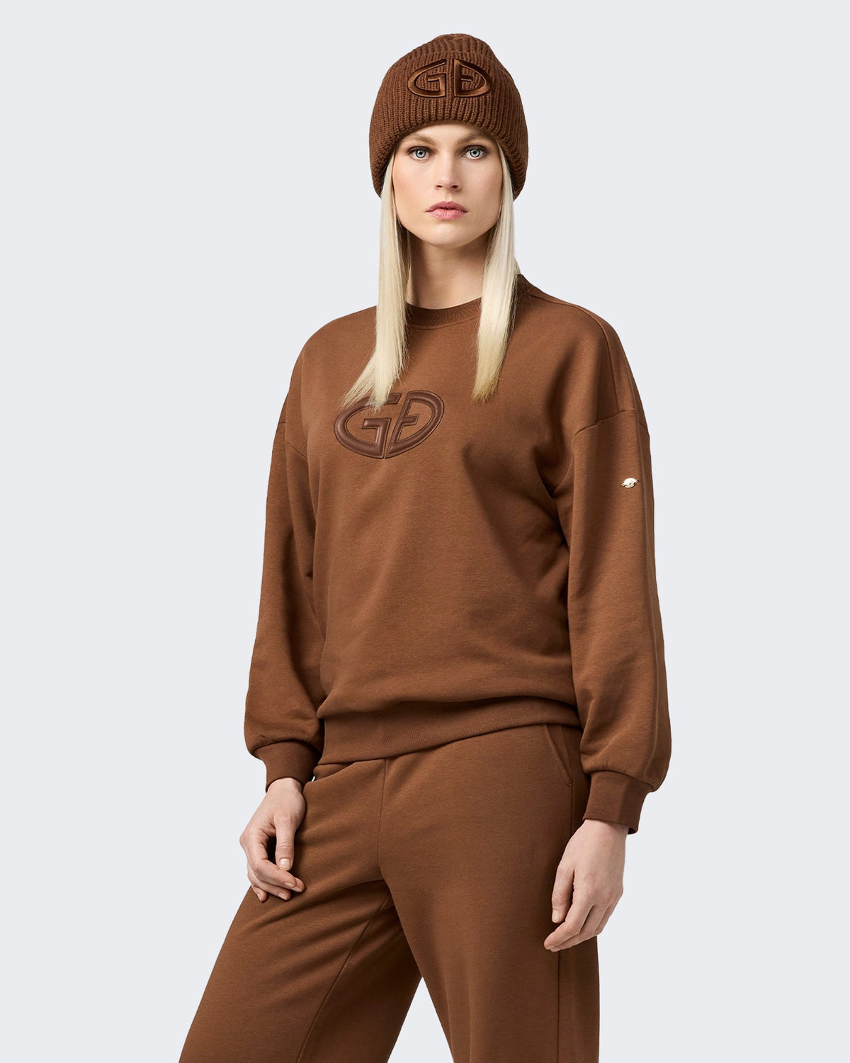 Dames Tova sweater met ronde hals bruin