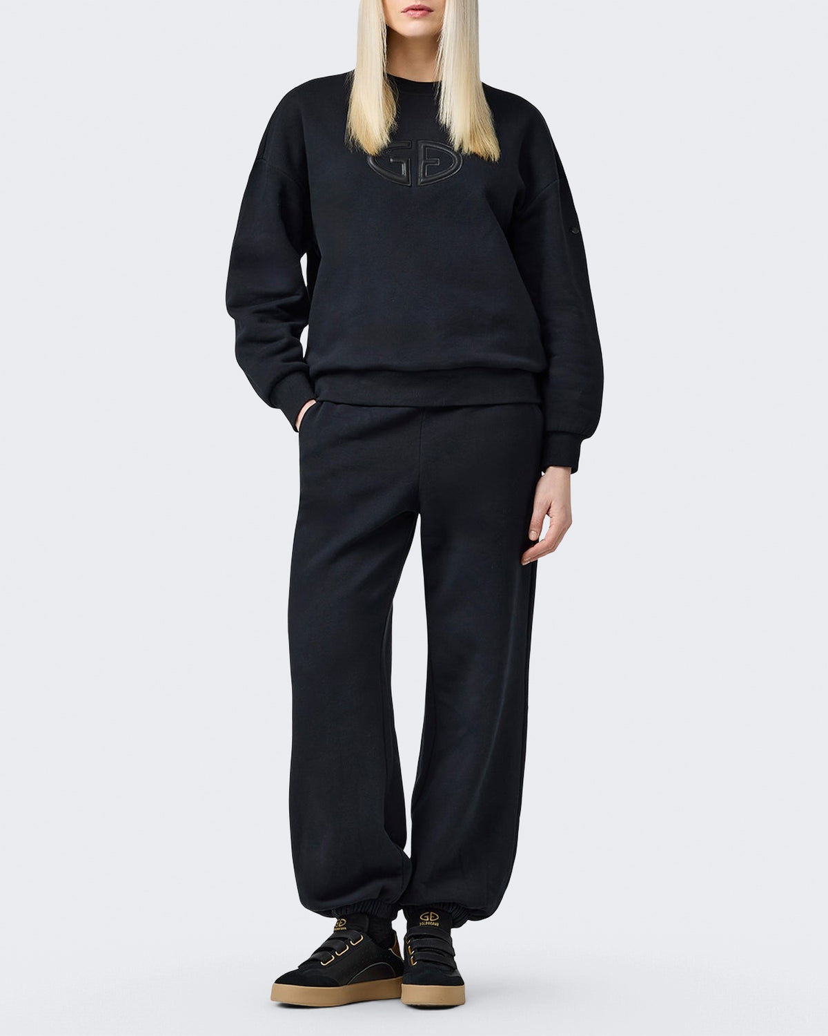 Damen Sweater met ronde hals Schwarz