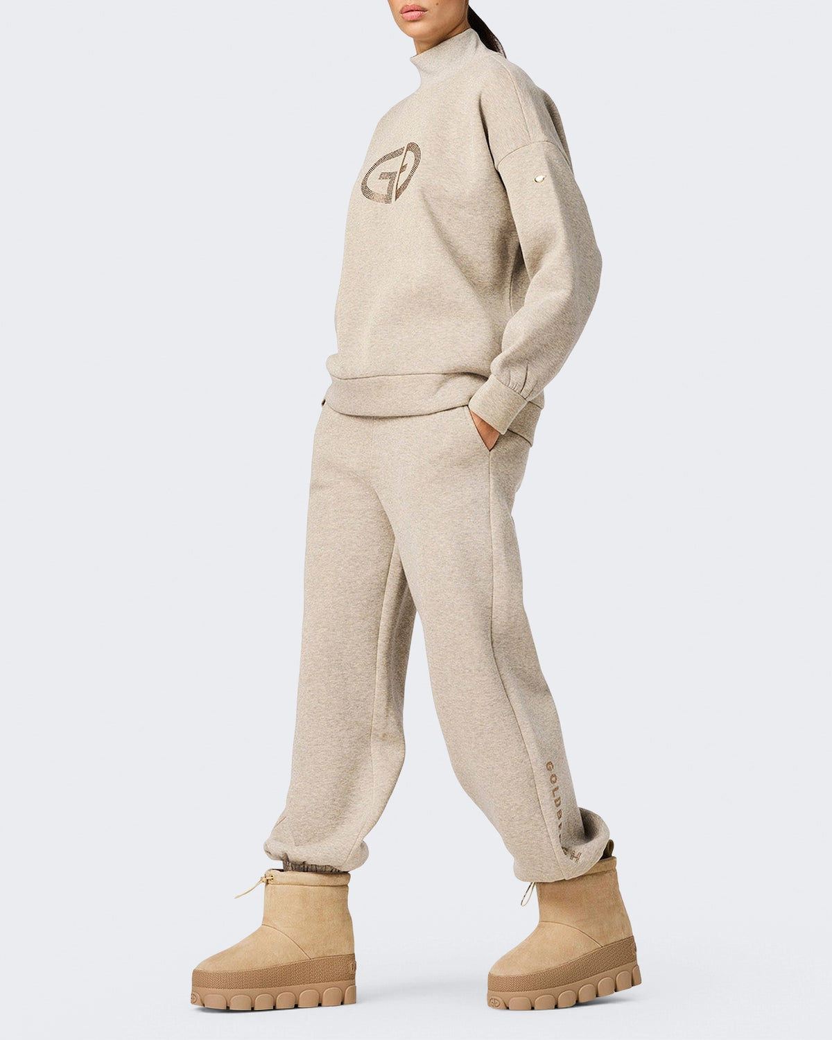 Damen Sweater met col lurex melange Silber