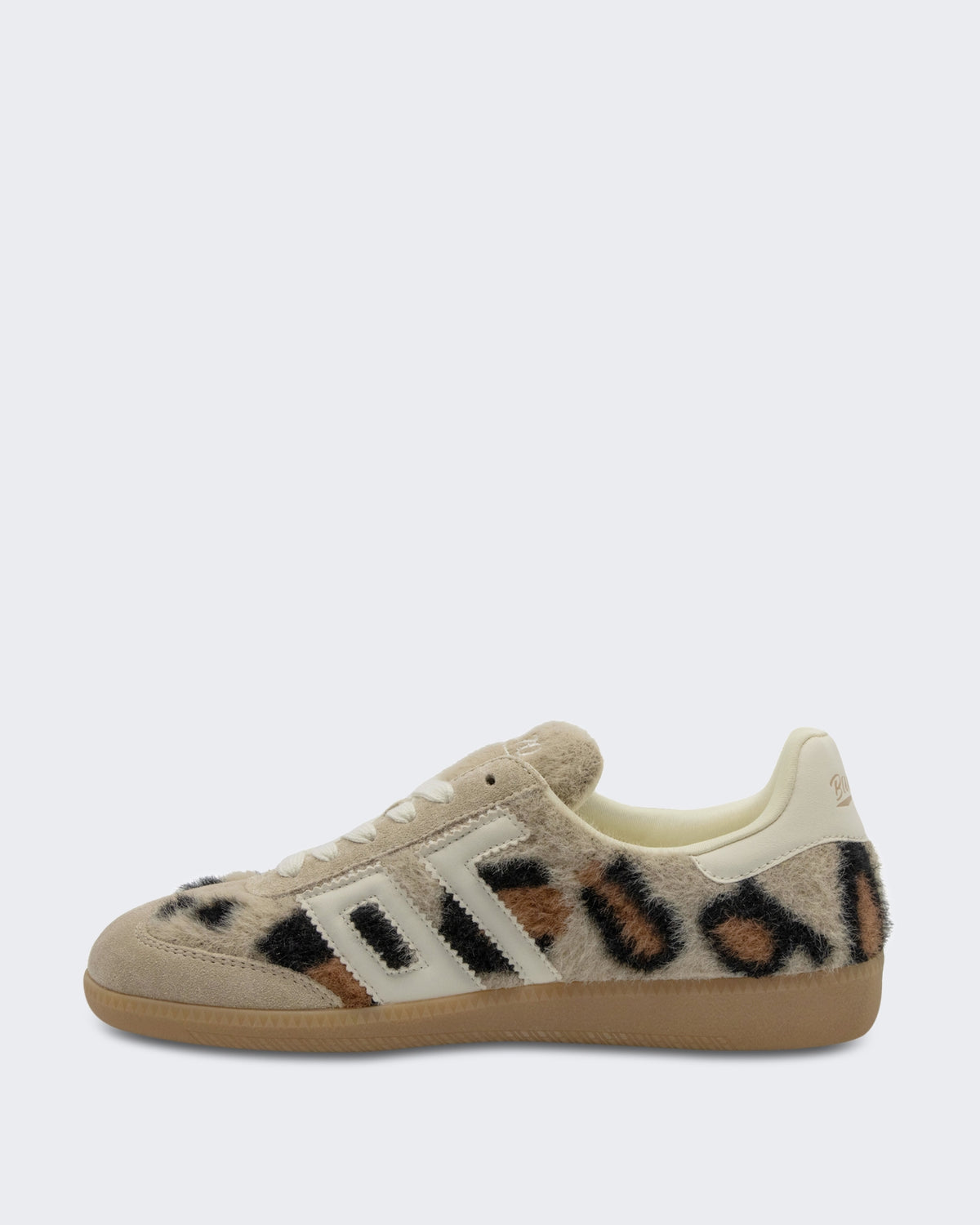 Dames Mohair sneaker met leopard print Kameel/Boter