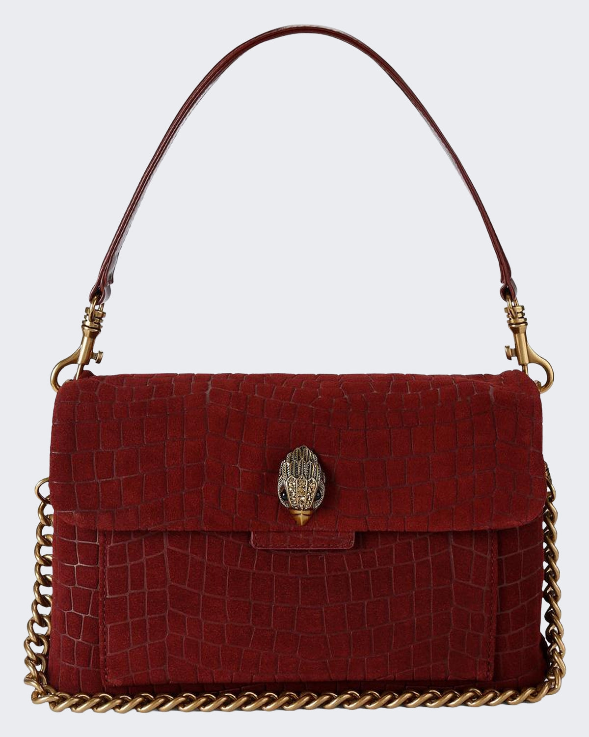 Dames 690-Celia Shoulder Bag-Rood-Suede/Croc Print 54