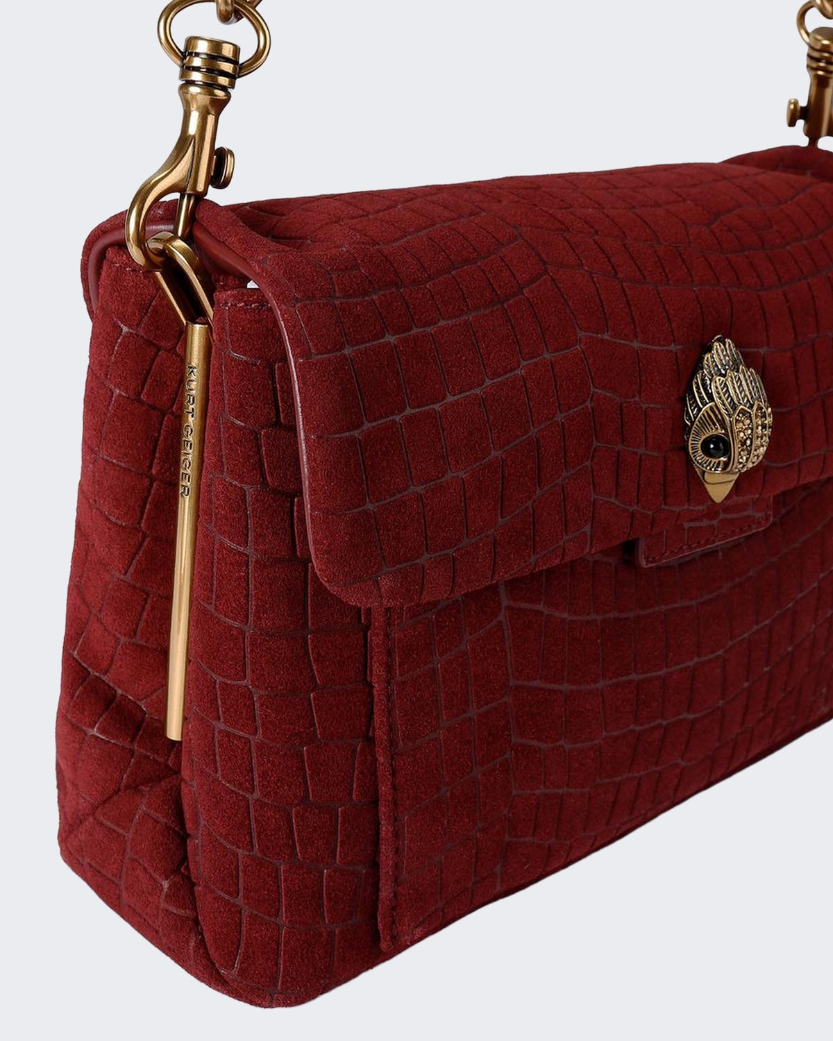 Dames 690-Celia Shoulder Bag-Rood-Suede/Croc Print 54