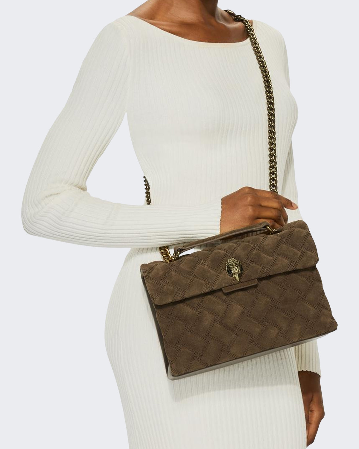 Damen 690-Leather Kensington Bag-Brown-Suede/Leather Braun