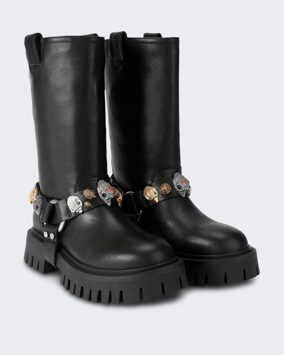 Dames 225-Eagles Harness Biker-Black-Leather Zwart