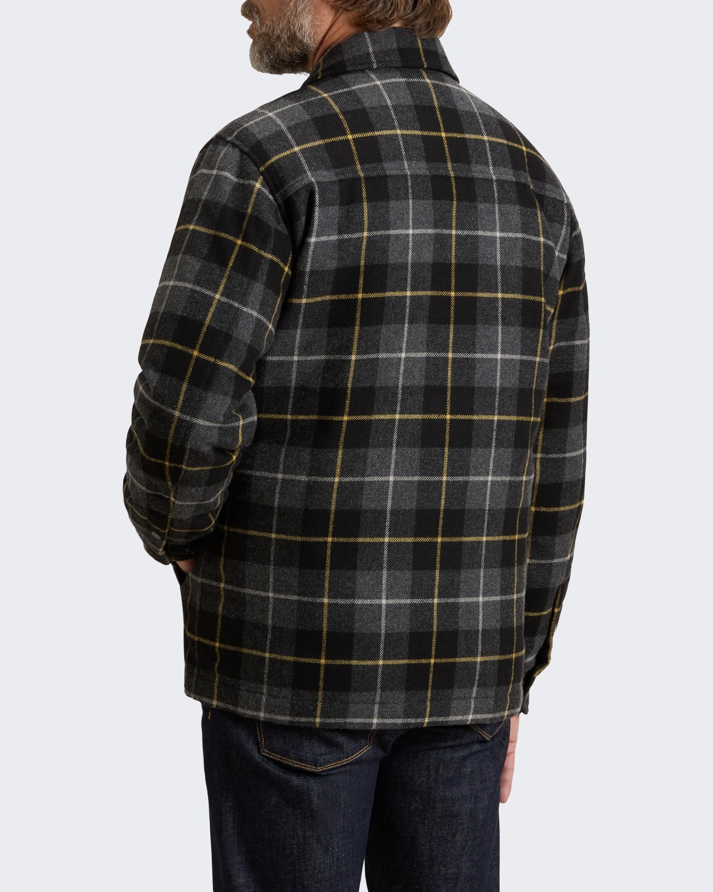 Heren Wool Alaskan shirt jacket met ruitmotief Zwart