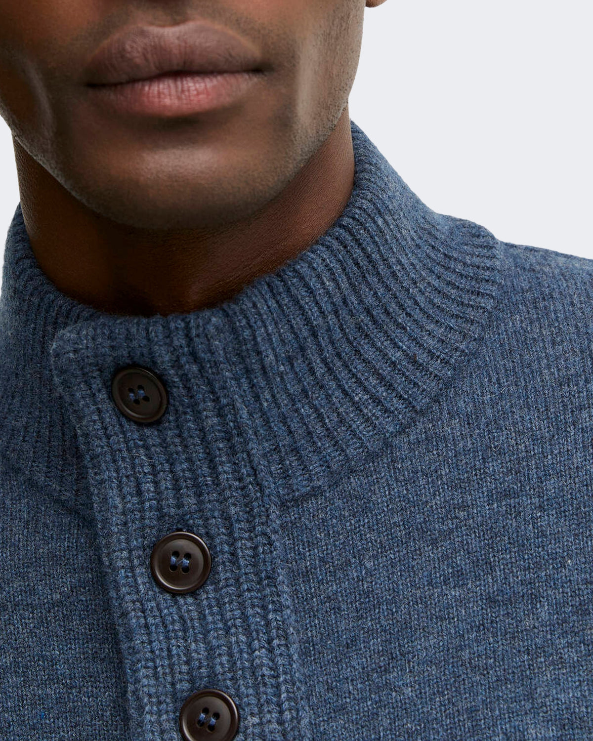 Heren Essential gebreide trui met halve rits Donkerindigo