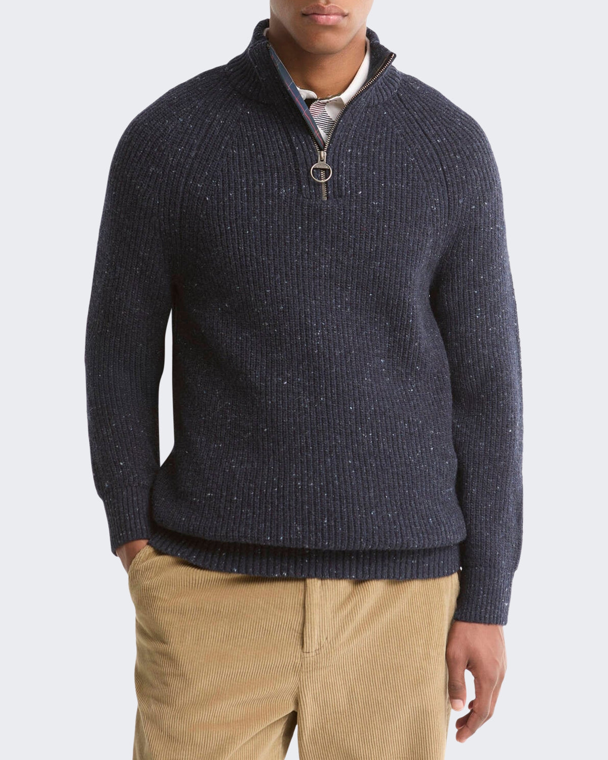 Herren Essentials gemêleerde Pullover met halve rits Blau