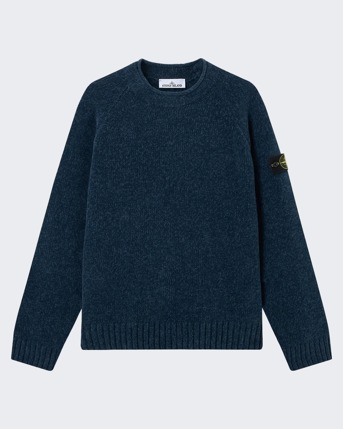 Heren Crew Neck-Steel Blue Melange-V0m2b Blauw