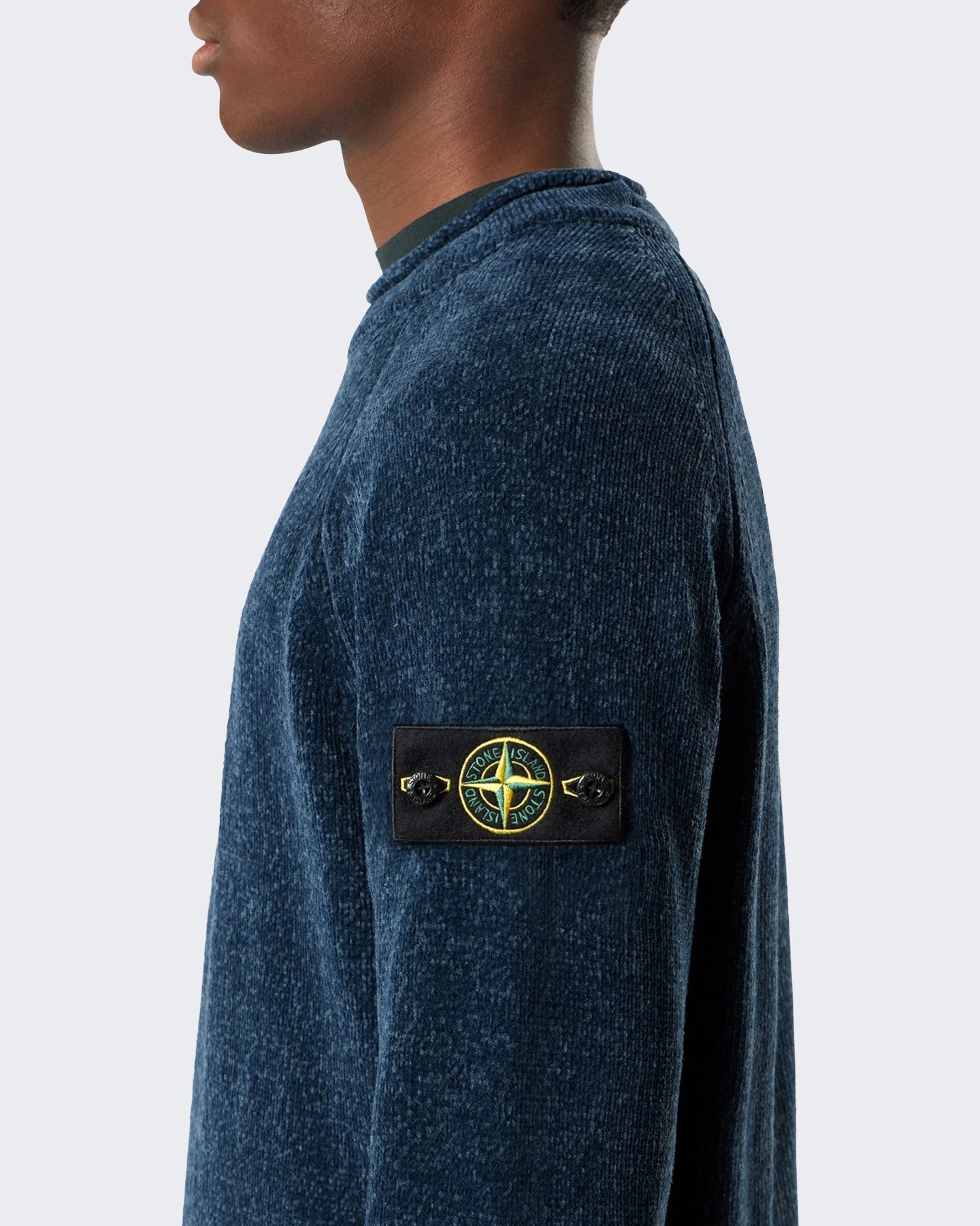Heren Crew Neck-Steel Blue Melange-V0m2b Blauw