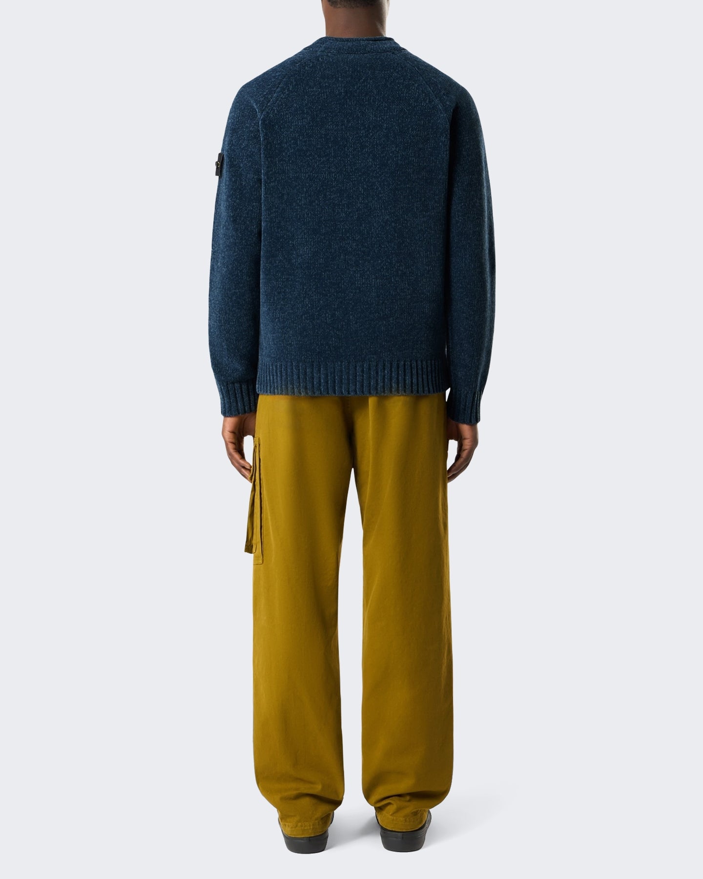 Heren Crew Neck-Steel Blue Melange-V0m2b Blauw