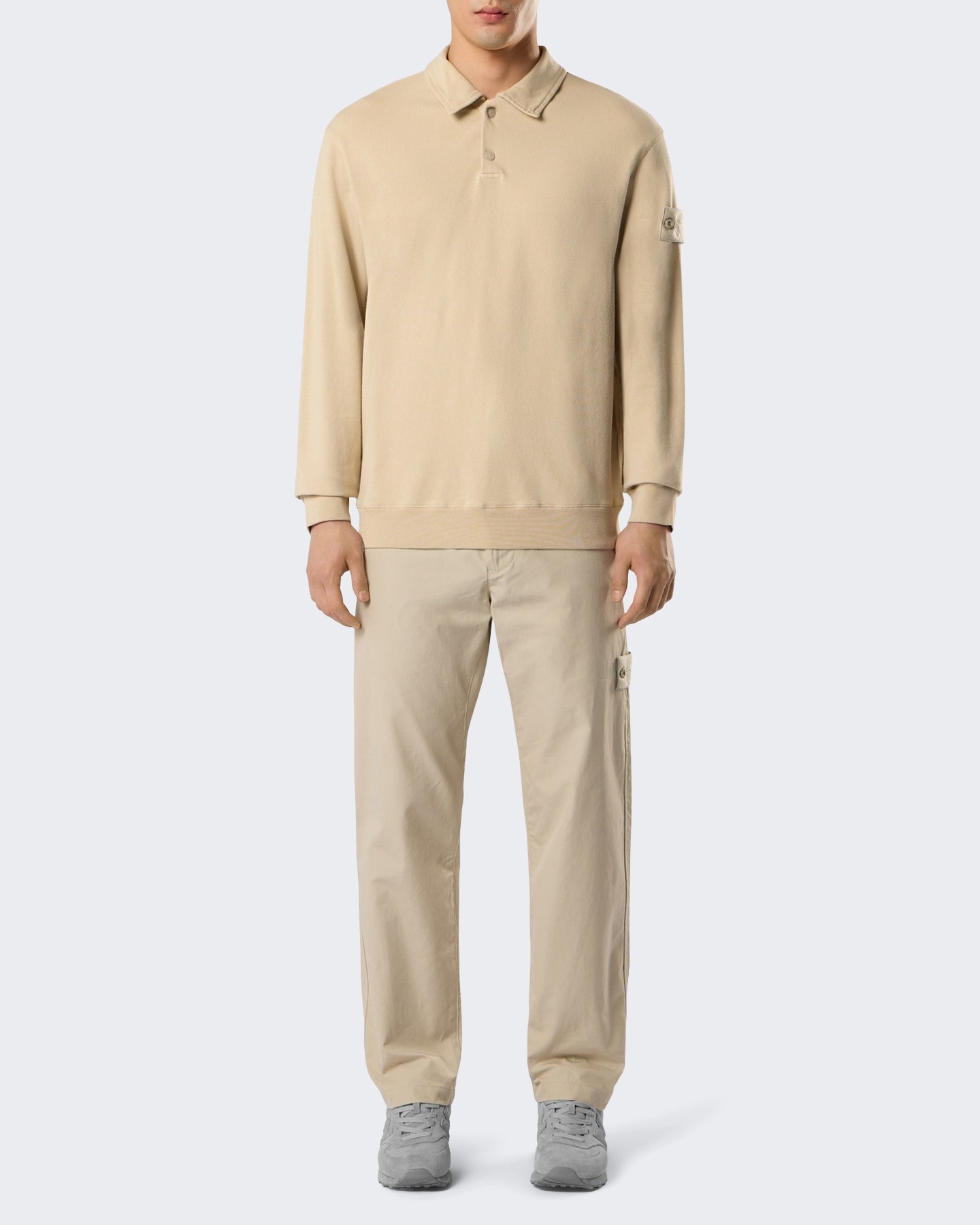 Heren Ls Polo-Beige-V0090 Beige