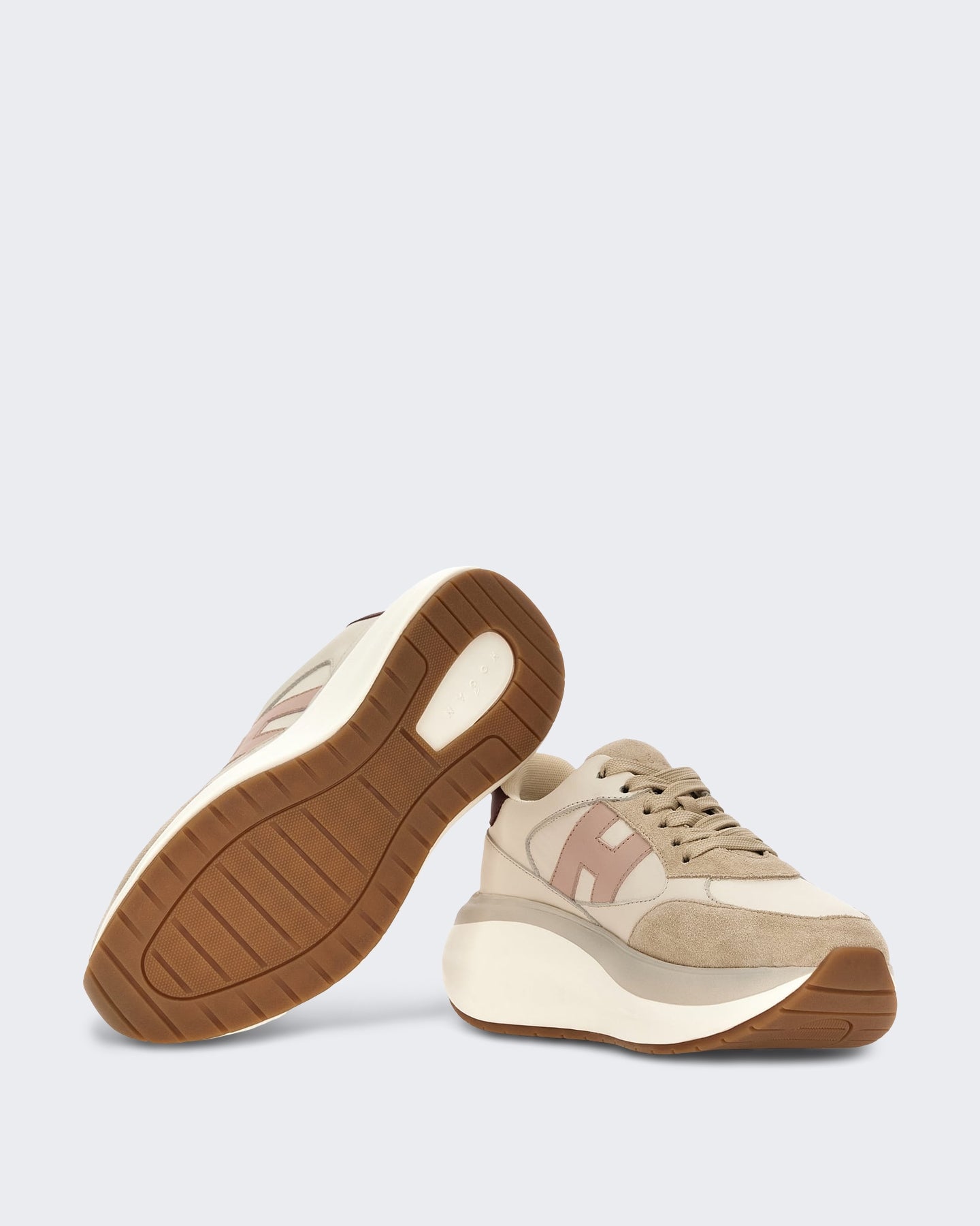 Dames Veterschoenen met H-detail Beige