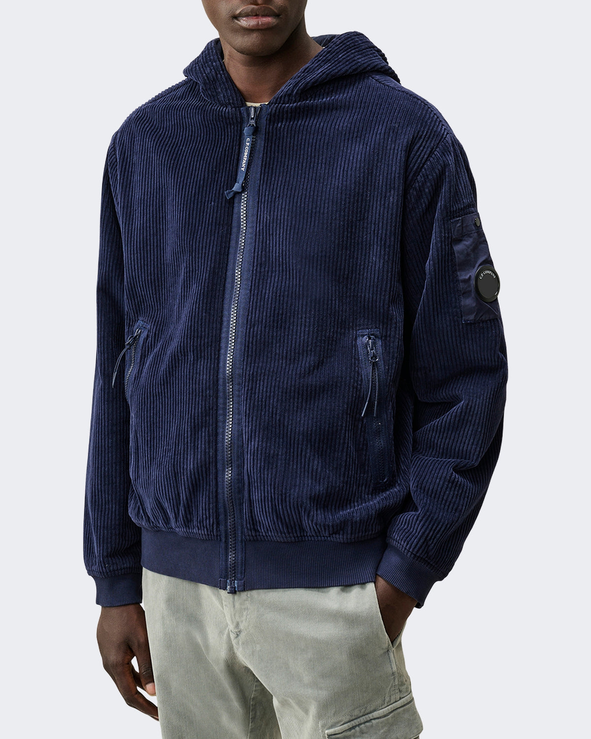 Herren Hoodie met open kraag Blau