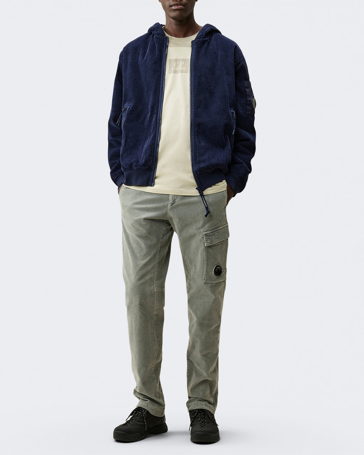 Herren Hoodie met open kraag Blau