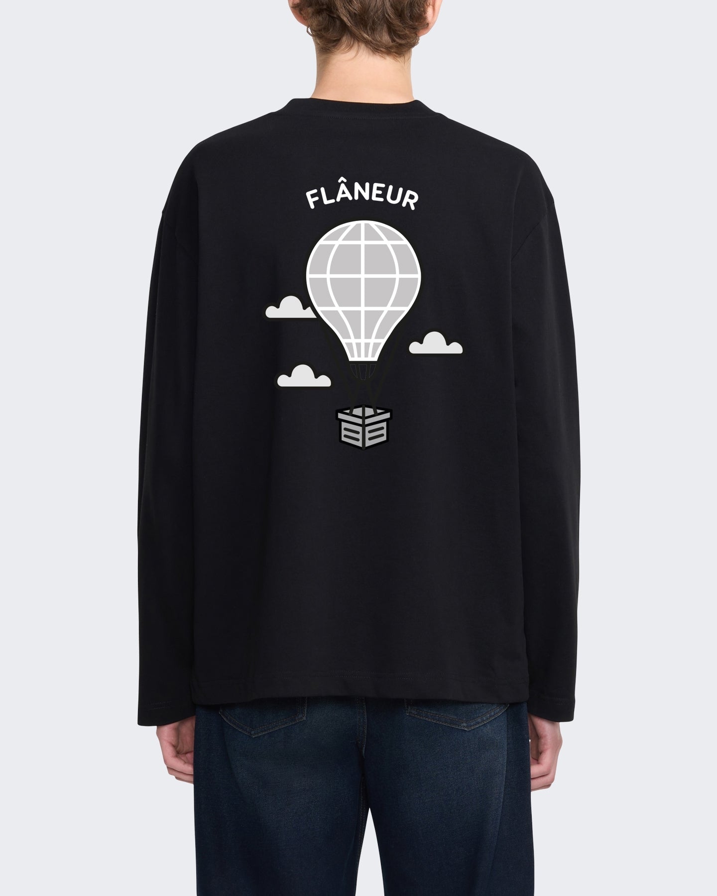 Heren Longsleeve shirt met ballonmouwen Zwart