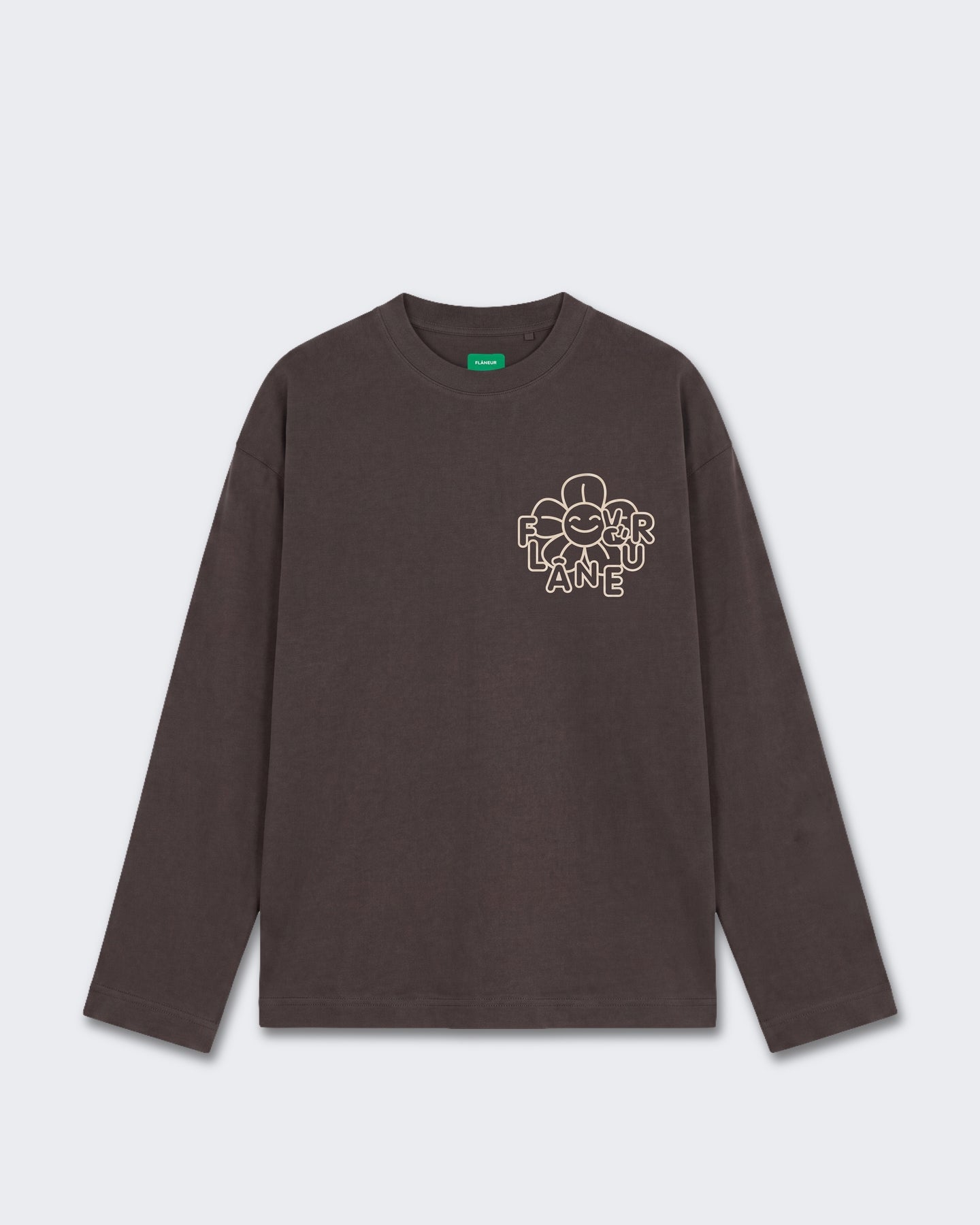 Heren Longsleeve shirt met bloemenprint Bruin