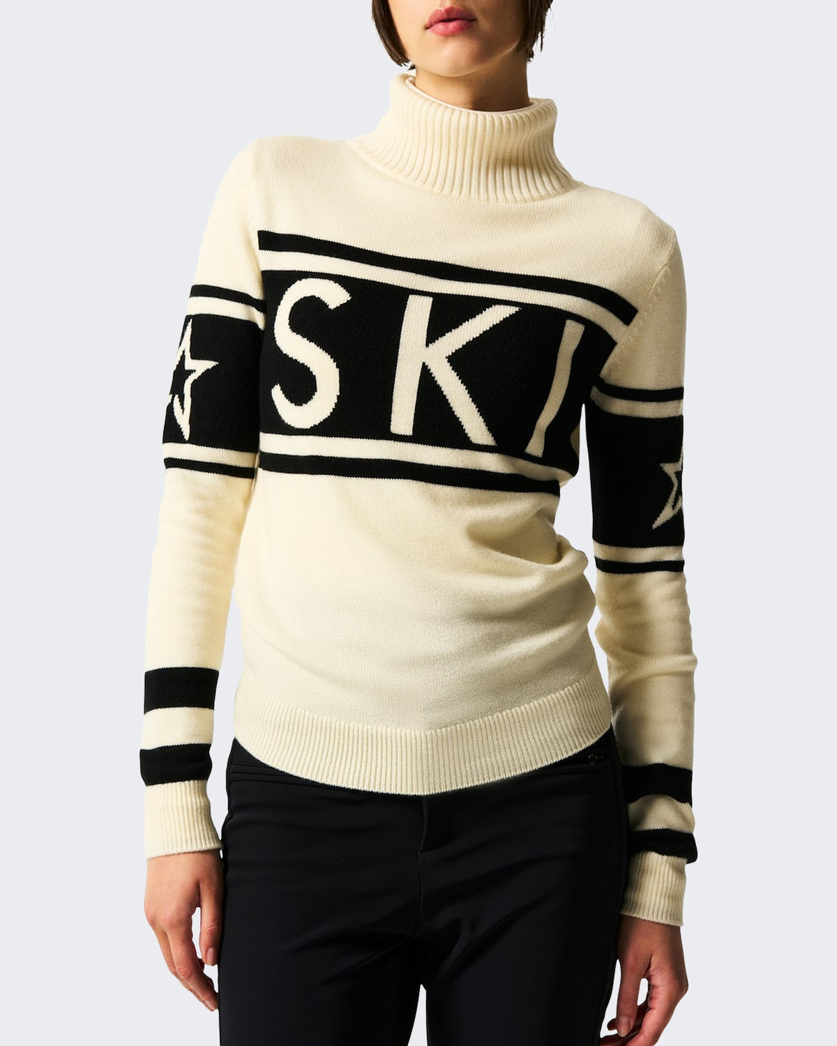 Dames Schild gebreide sweater met schildmotief Wit