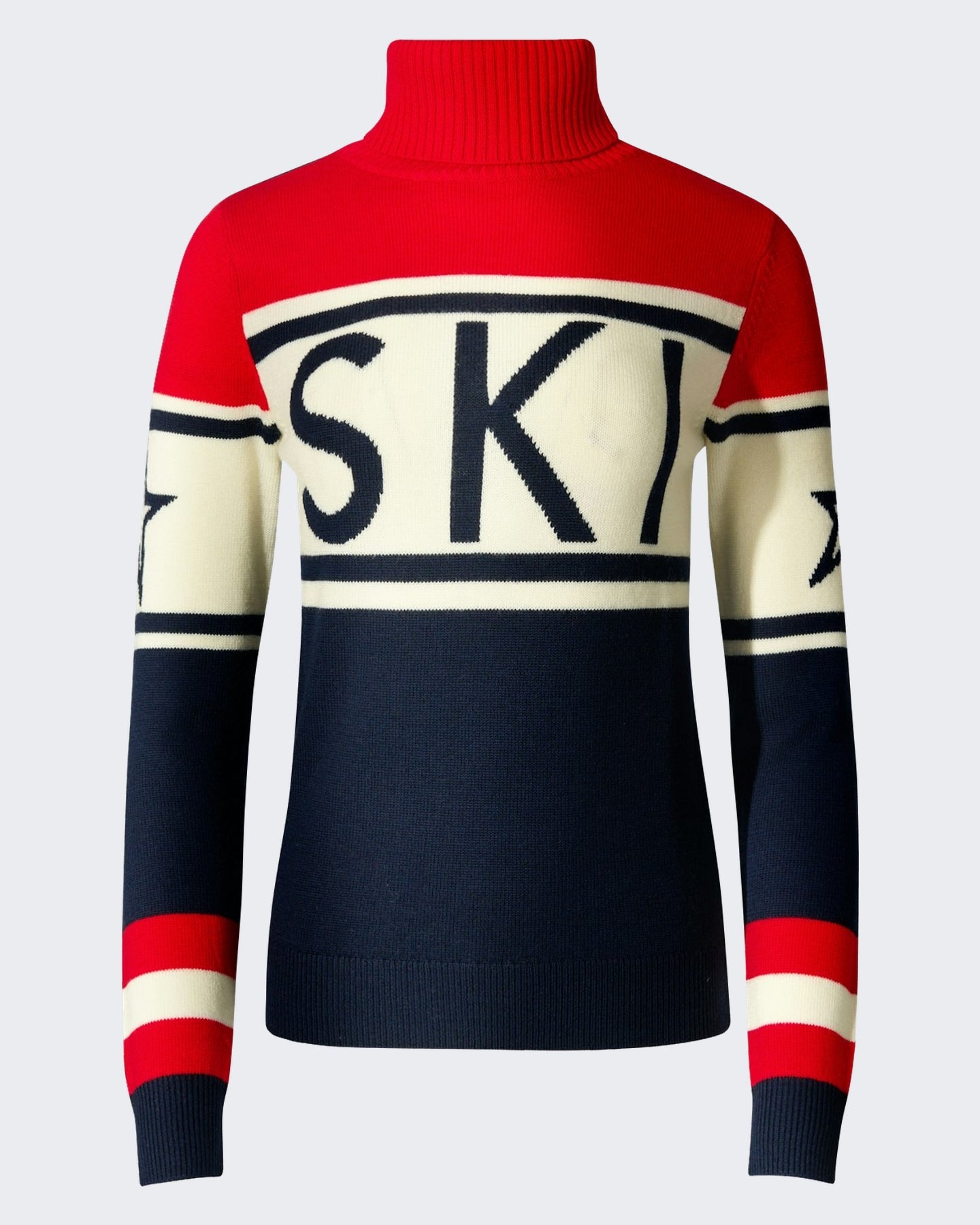 Damen Schild gebreide sweater Rot en Blau