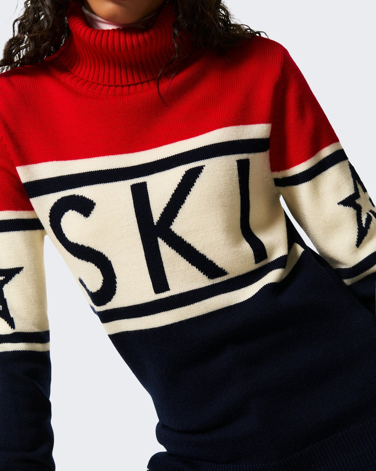 Damen Schild gebreide sweater Rot en Blau