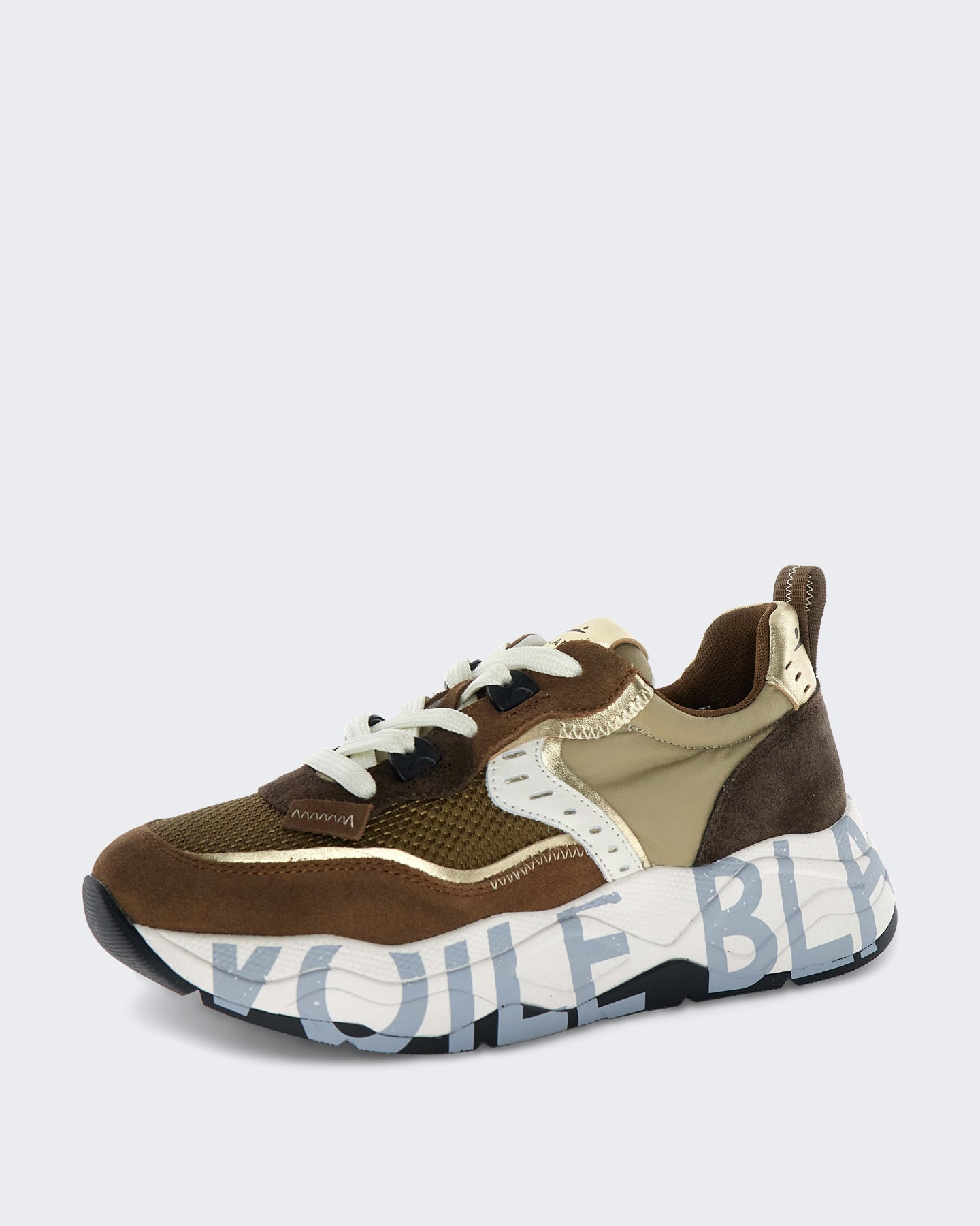 Dames Leren sneaker met vetersluiting Bruin