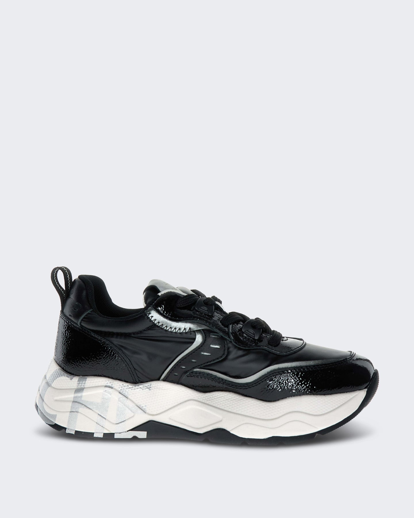 Dames Leren sneaker met vetersluiting Zwart