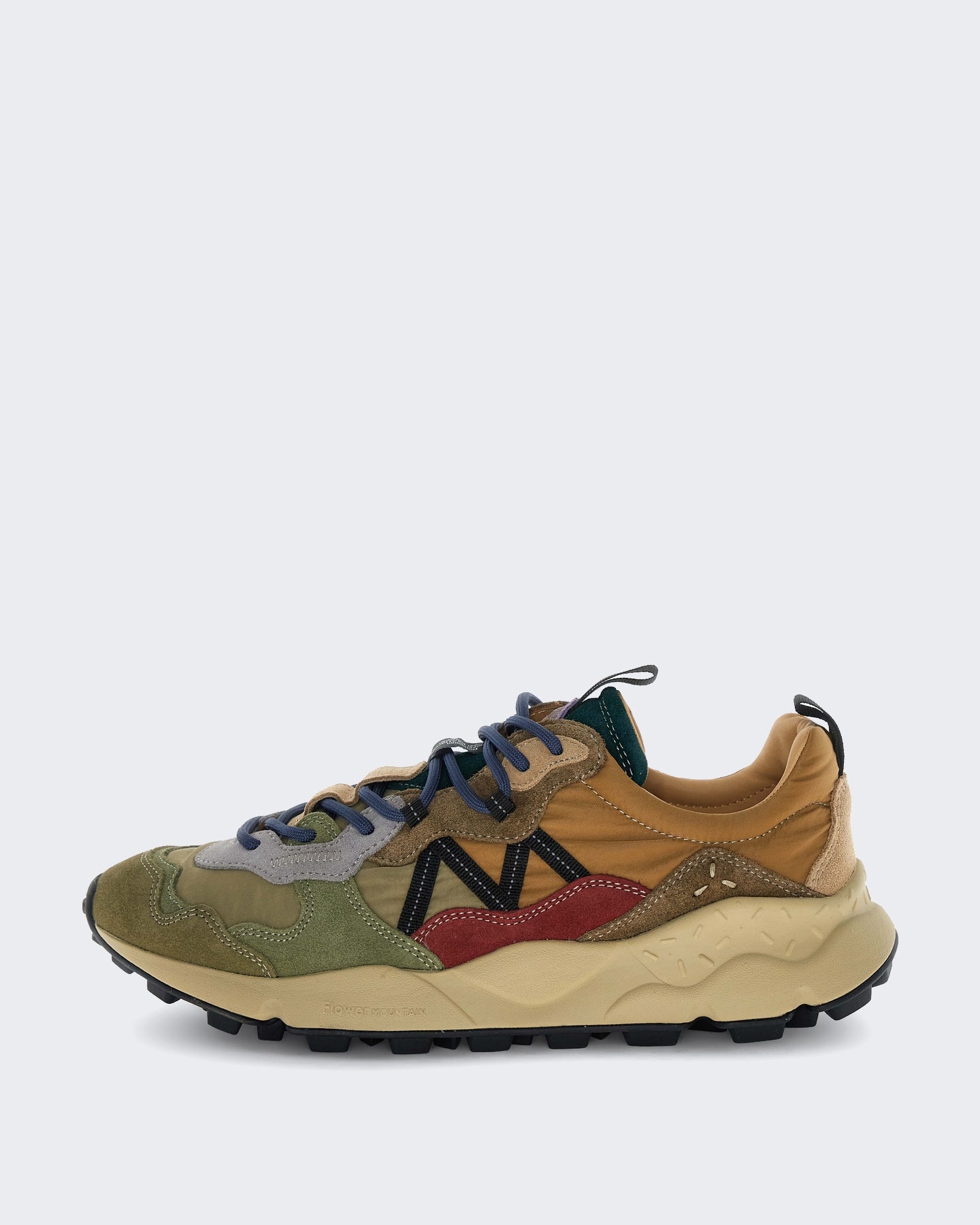 Heren Leren sneaker met suède details Bruin