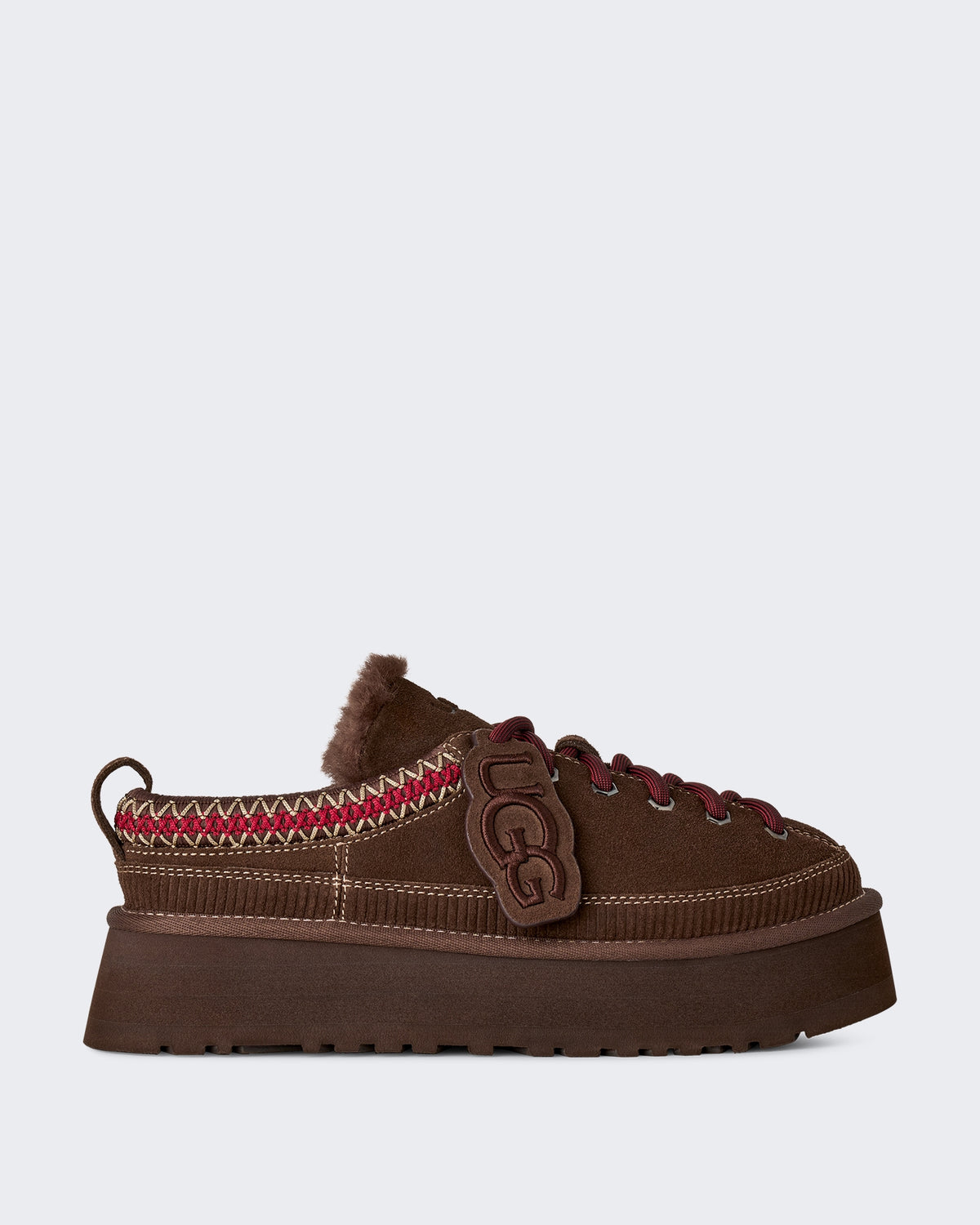 Dames Slipper met vetersluiting en heritage design Verbrand Cederhout