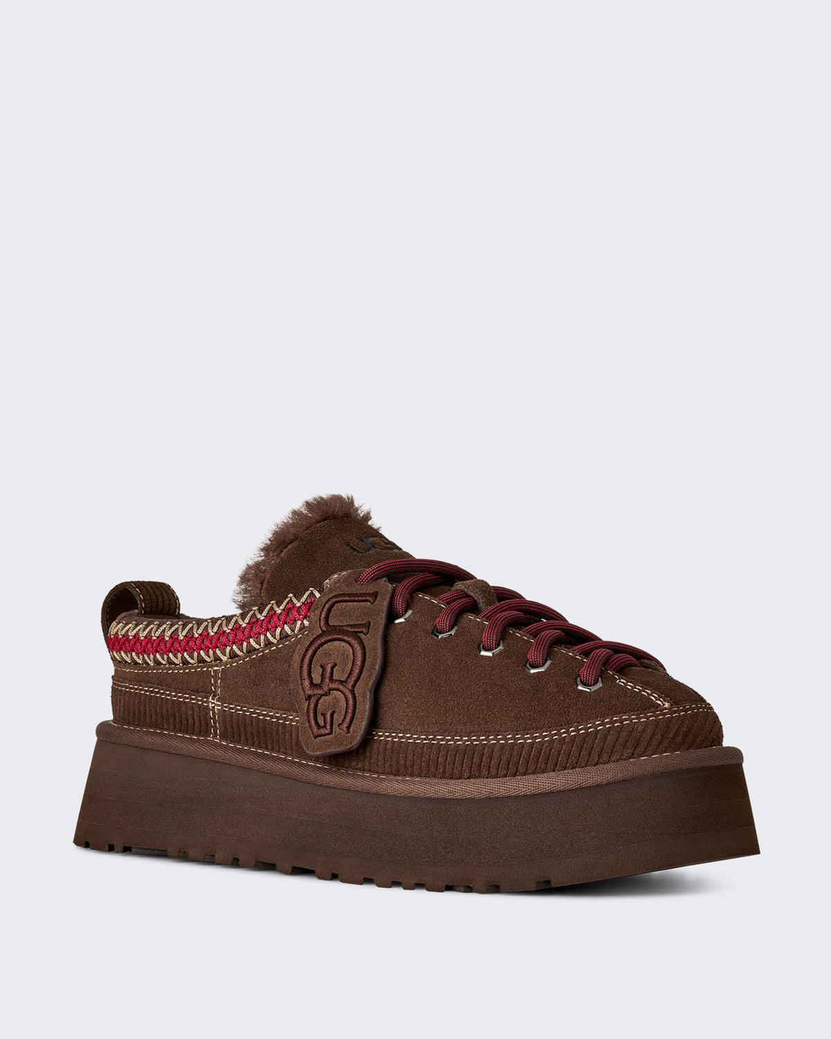 Dames Slipper met vetersluiting en heritage design Verbrand Cederhout