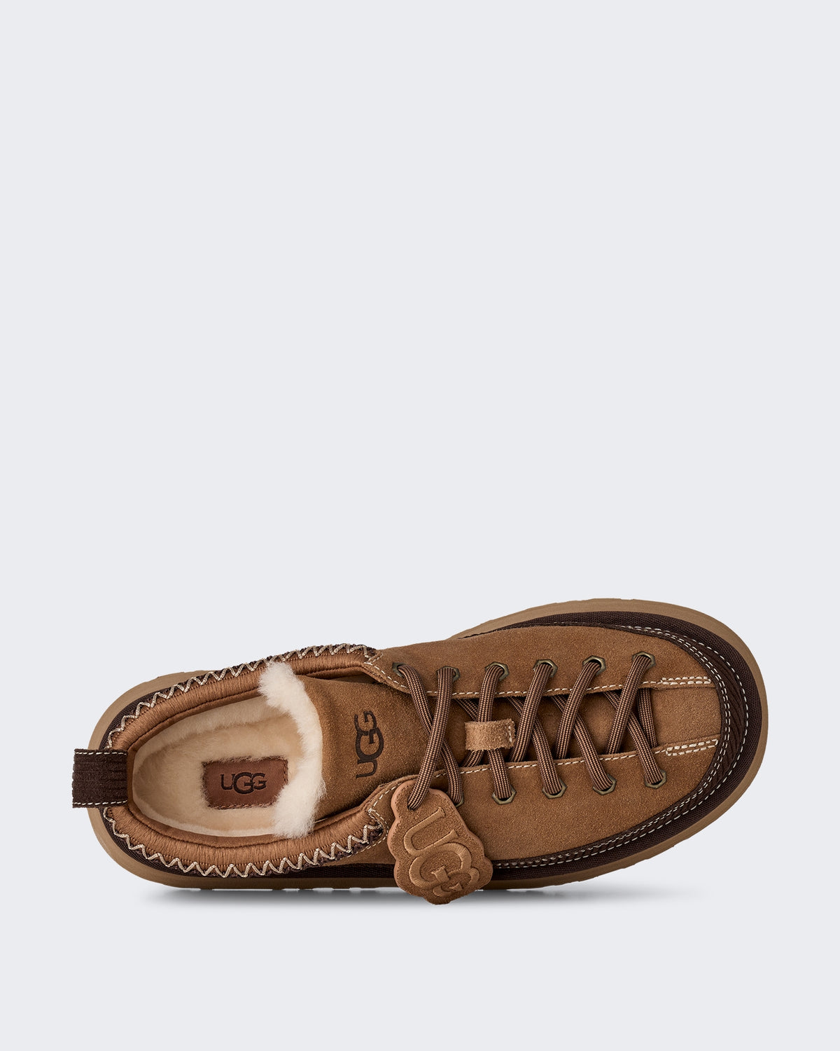 Dames Slipper met vetersluiting en heritage design Beige