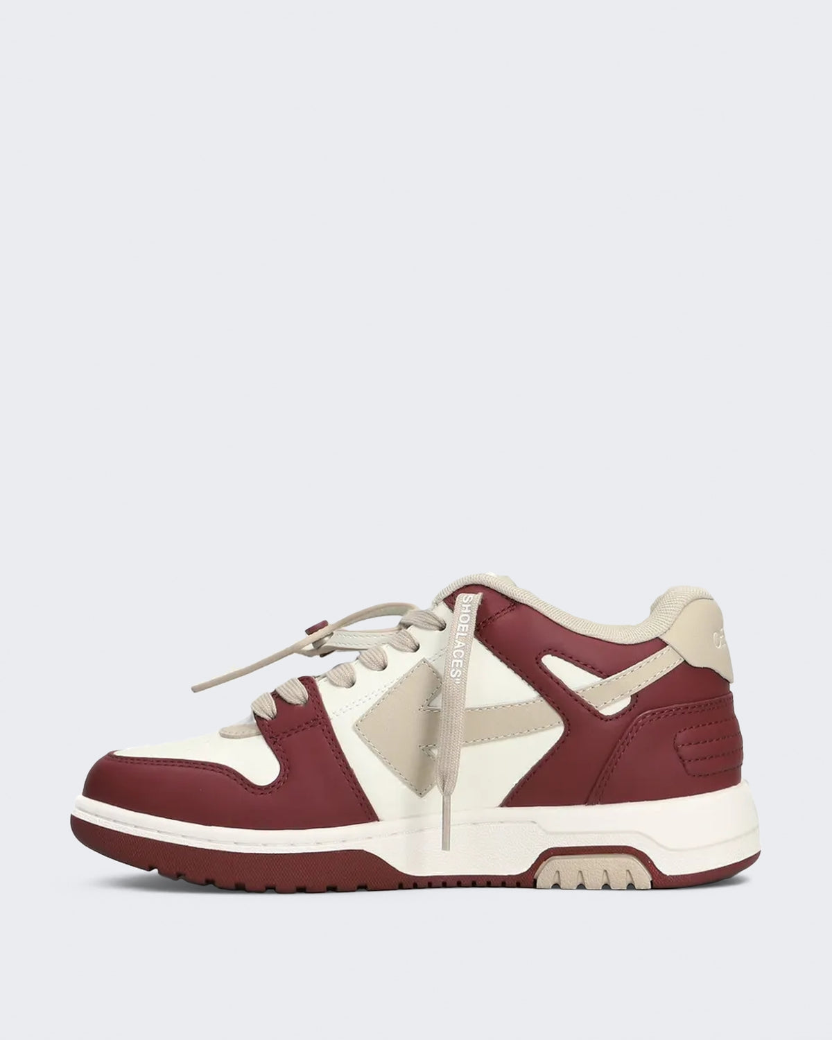 Damen Out Of Office sneaker bordeauxrood met beige Off White