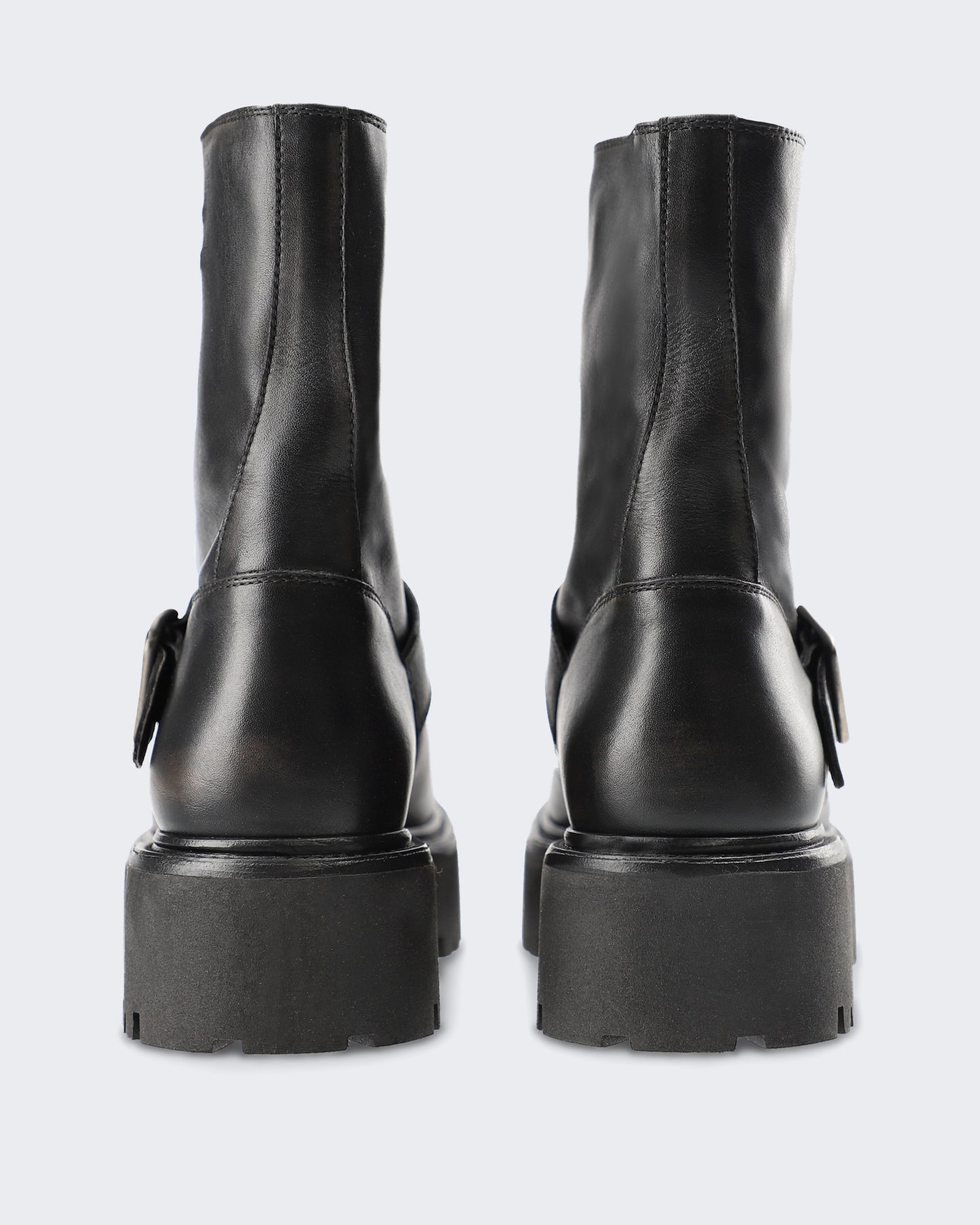 Dames Vintage leren schoen met strakke afwerking Zwart