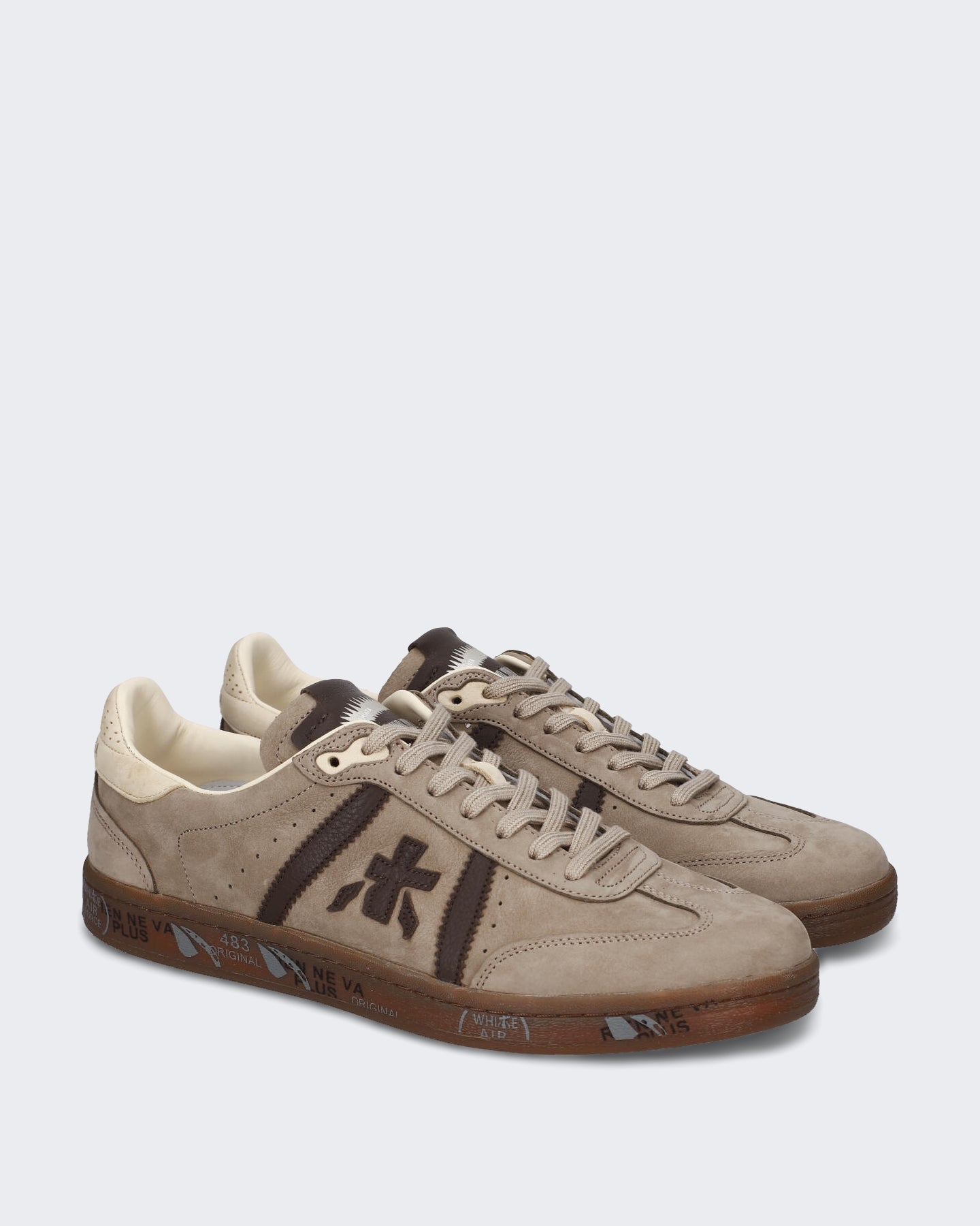 Heren Lichte leren sneaker met veterschoensluiting Bruin