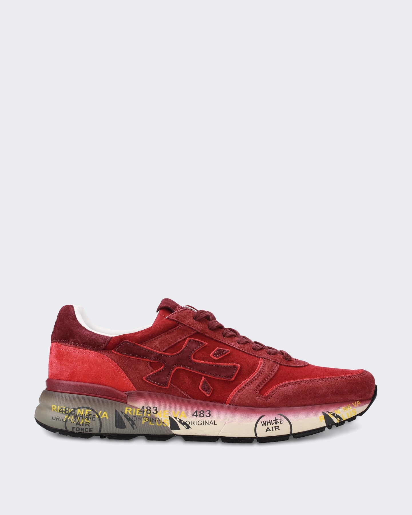 Heren Leren sneaker met vetersluiting Rood