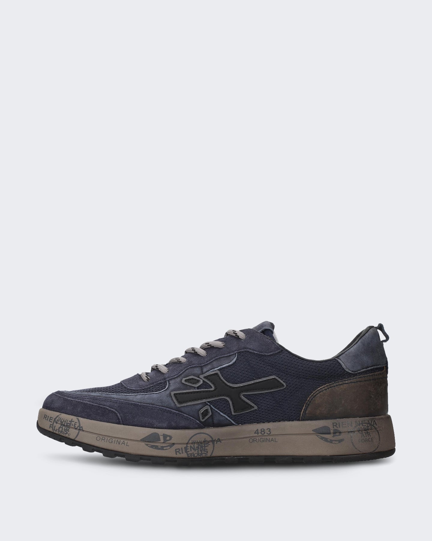 Heren Donkerblauwe sneaker met vetersluiting Blauw