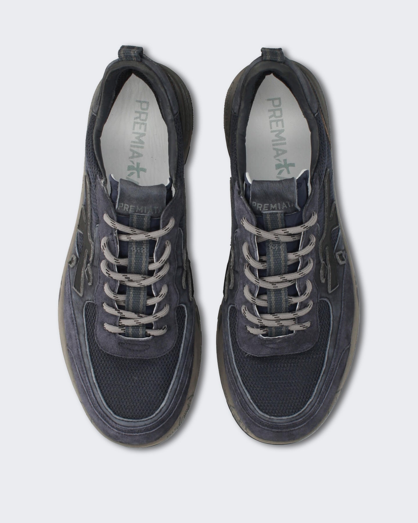 Heren Donkerblauwe sneaker met vetersluiting Blauw