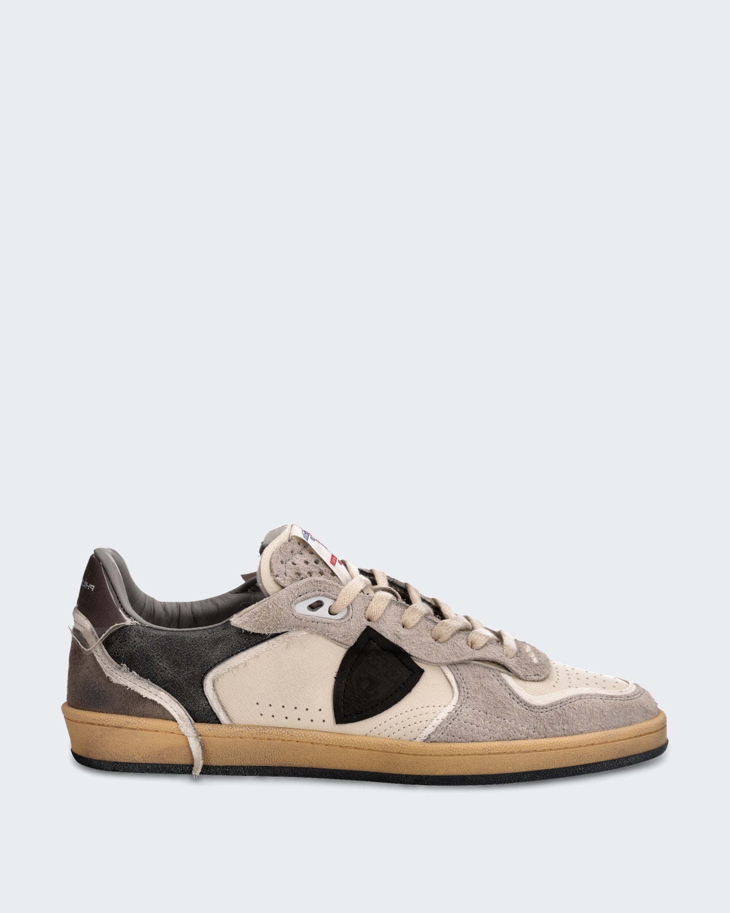 Heren Lage sneaker met neutrale kleurcombinatie Grijs