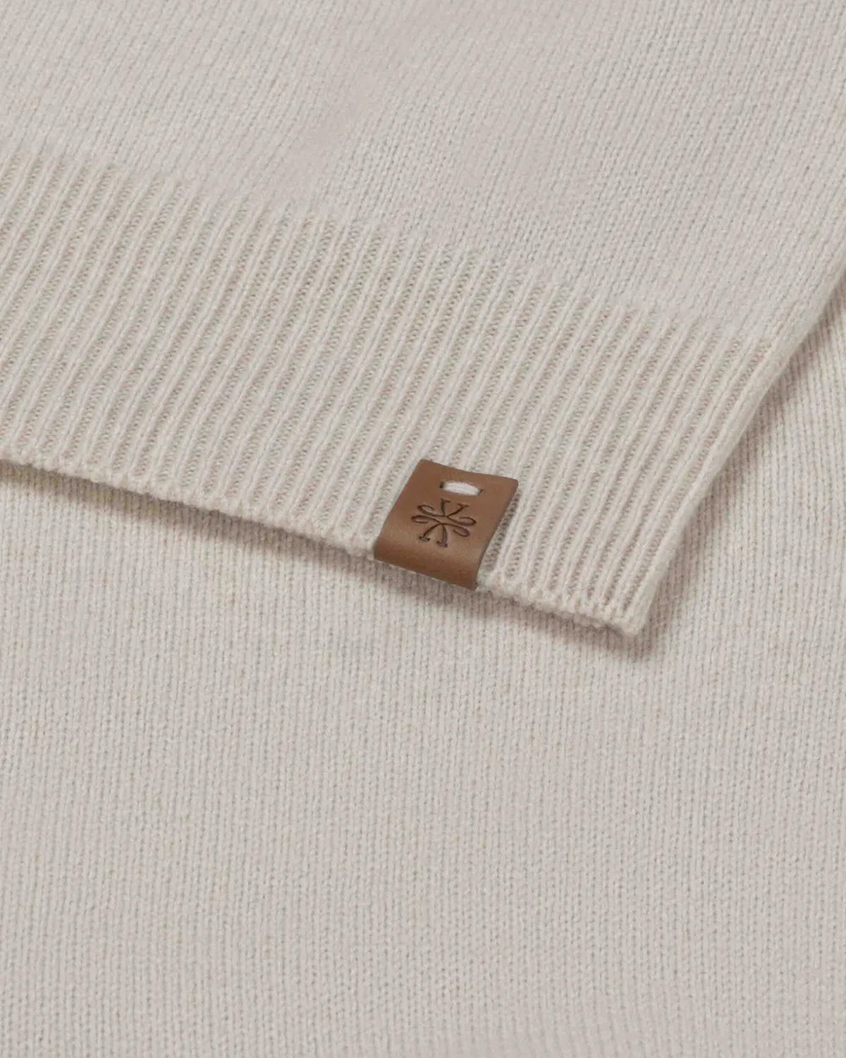 Herren Wollen cashmere Pullover met ronde hals Beige