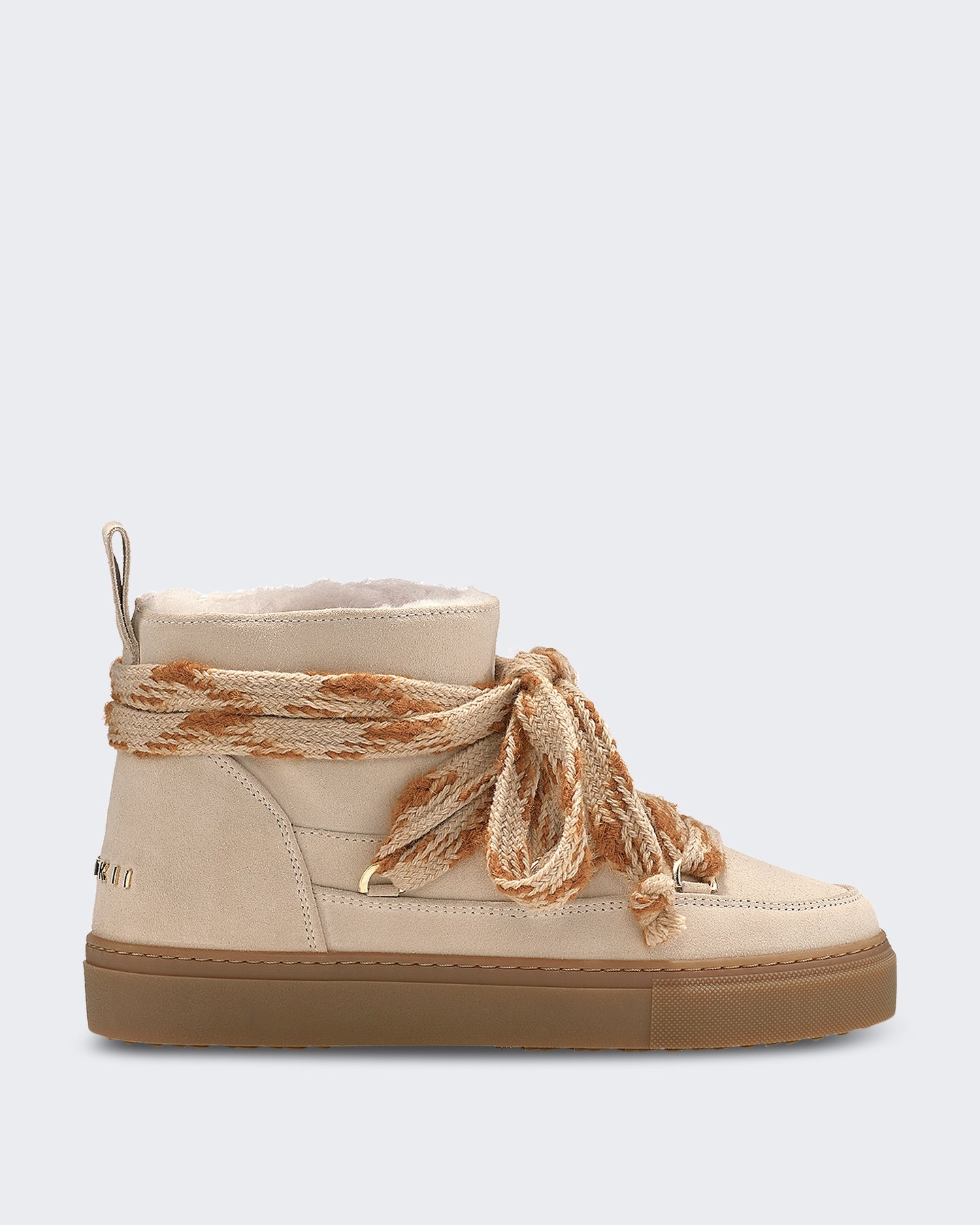 Dames Laars met suède afwerking en knoopdetail Wit