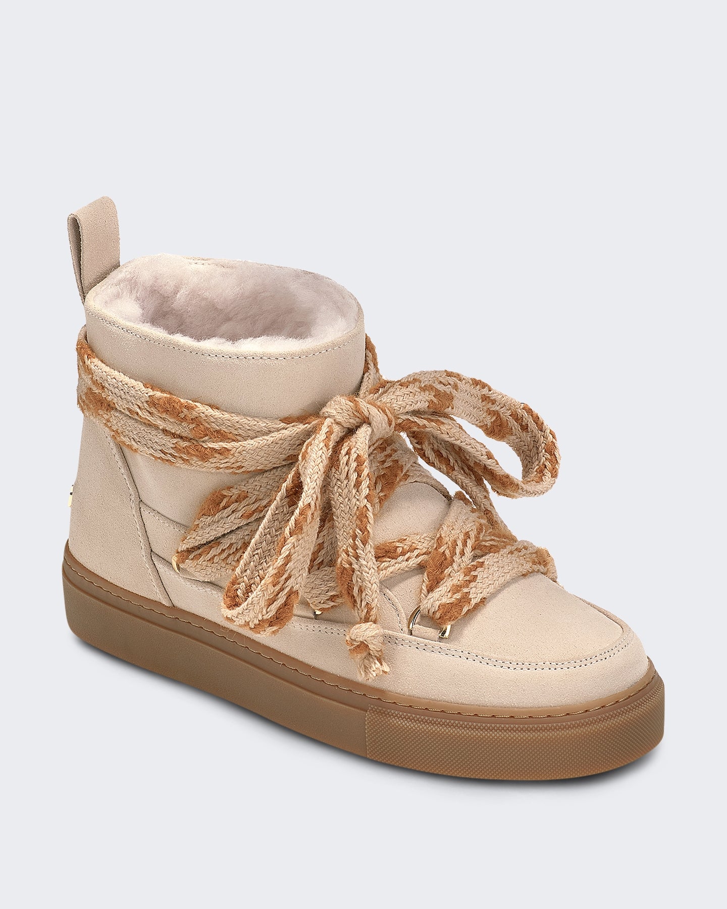 Dames Laars met suède afwerking en knoopdetail Wit