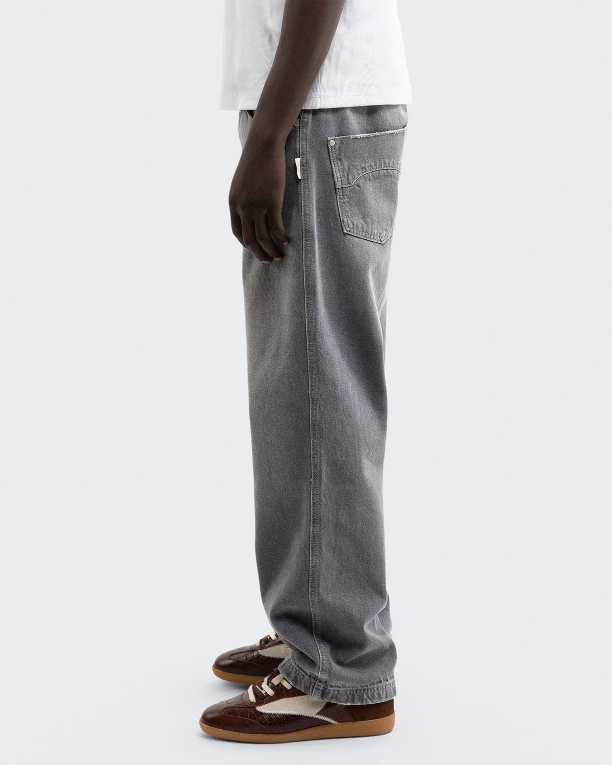 Heren Essential Straight Fit Denim Washed Grey
