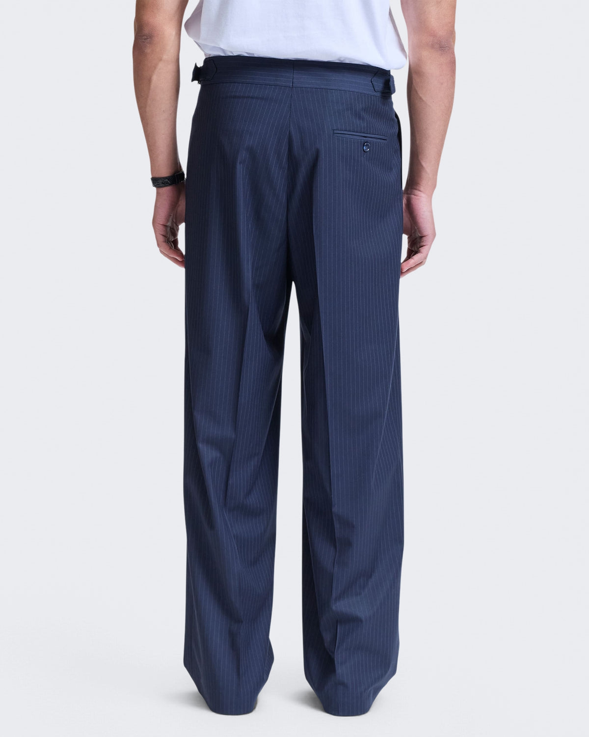 Heren Tailored Baggy Pants Pinstripe Blue