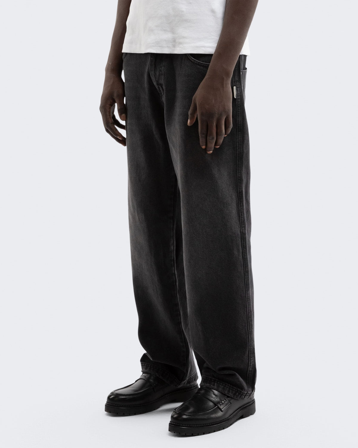Heren Essential Straight Fit Denim Washed Black