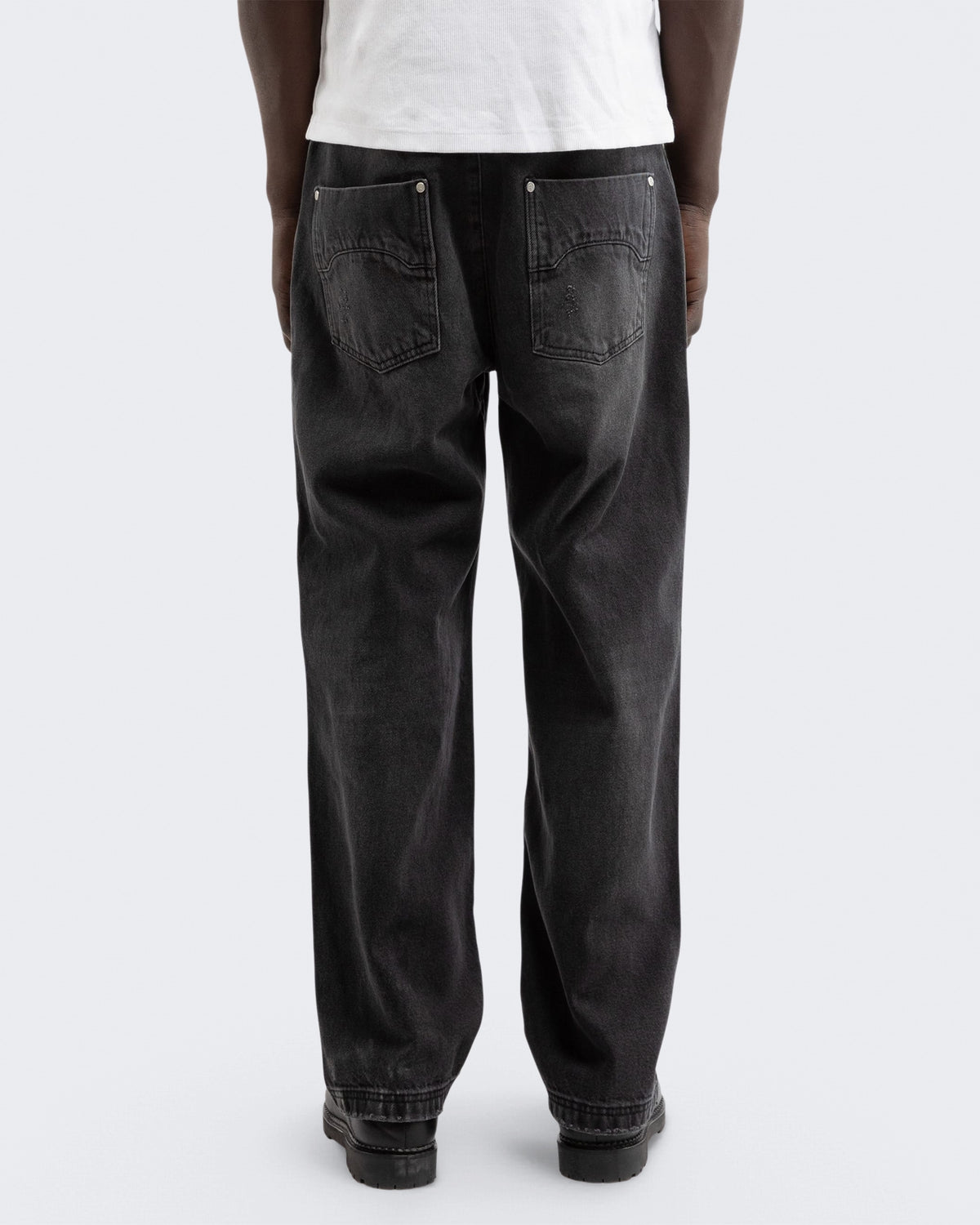 Heren Essential Straight Fit Denim Washed Black