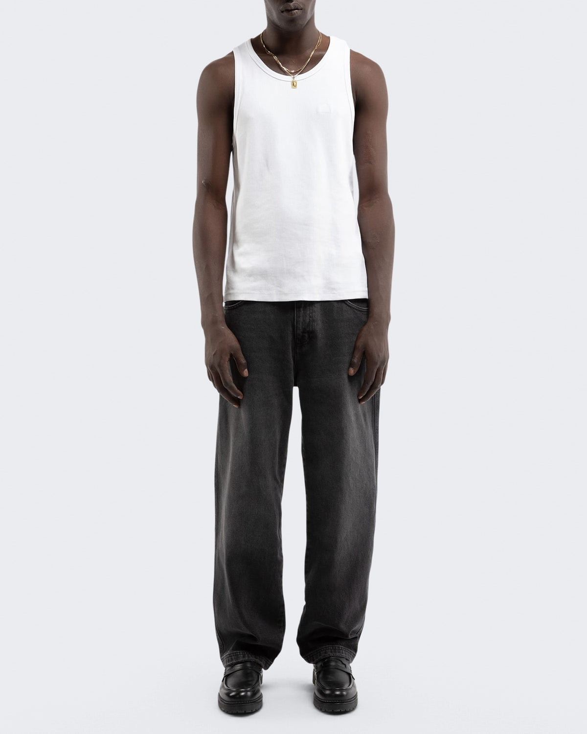 Heren Essential Straight Fit Denim Washed Black