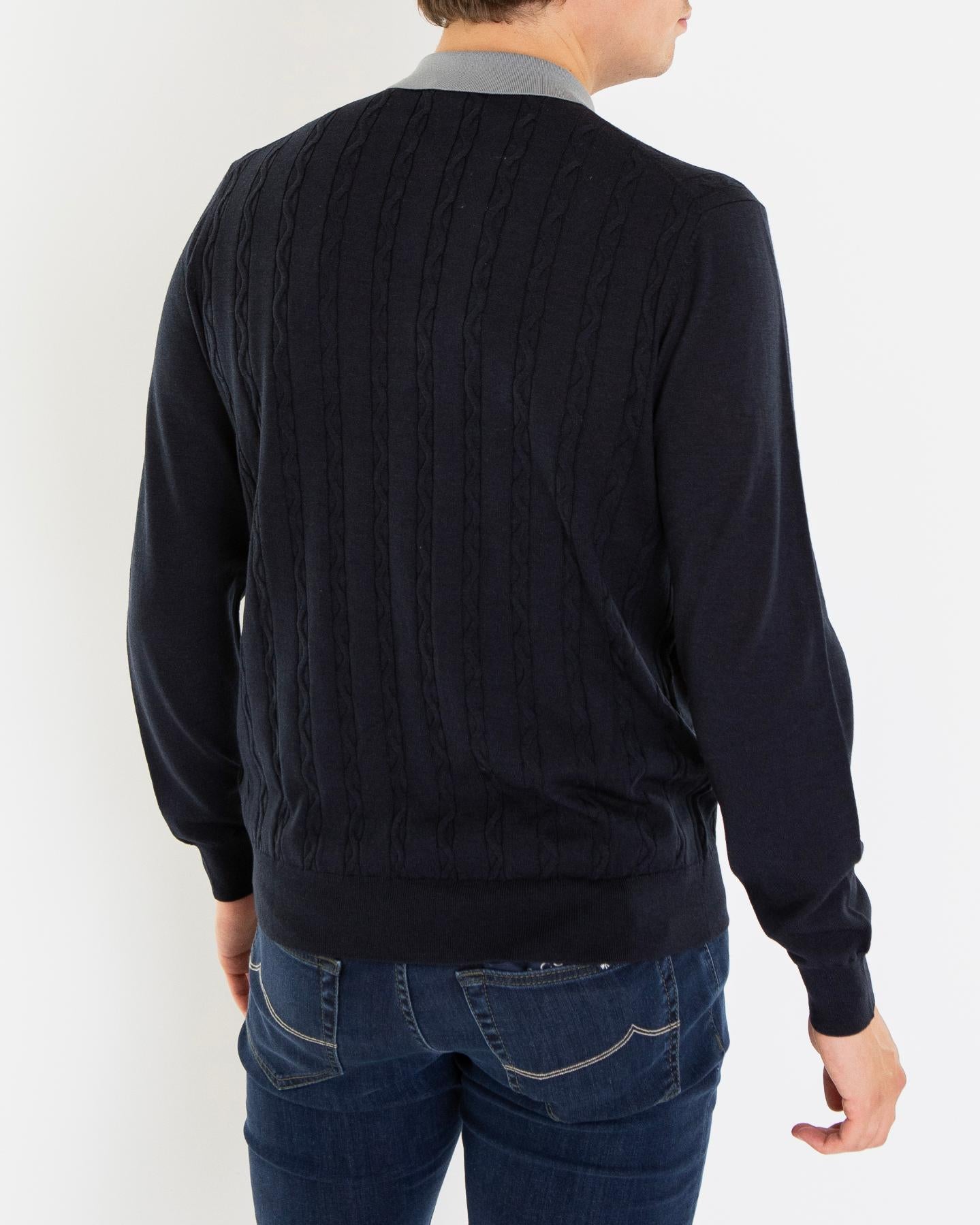 Heren Half Zip Polo Blauw