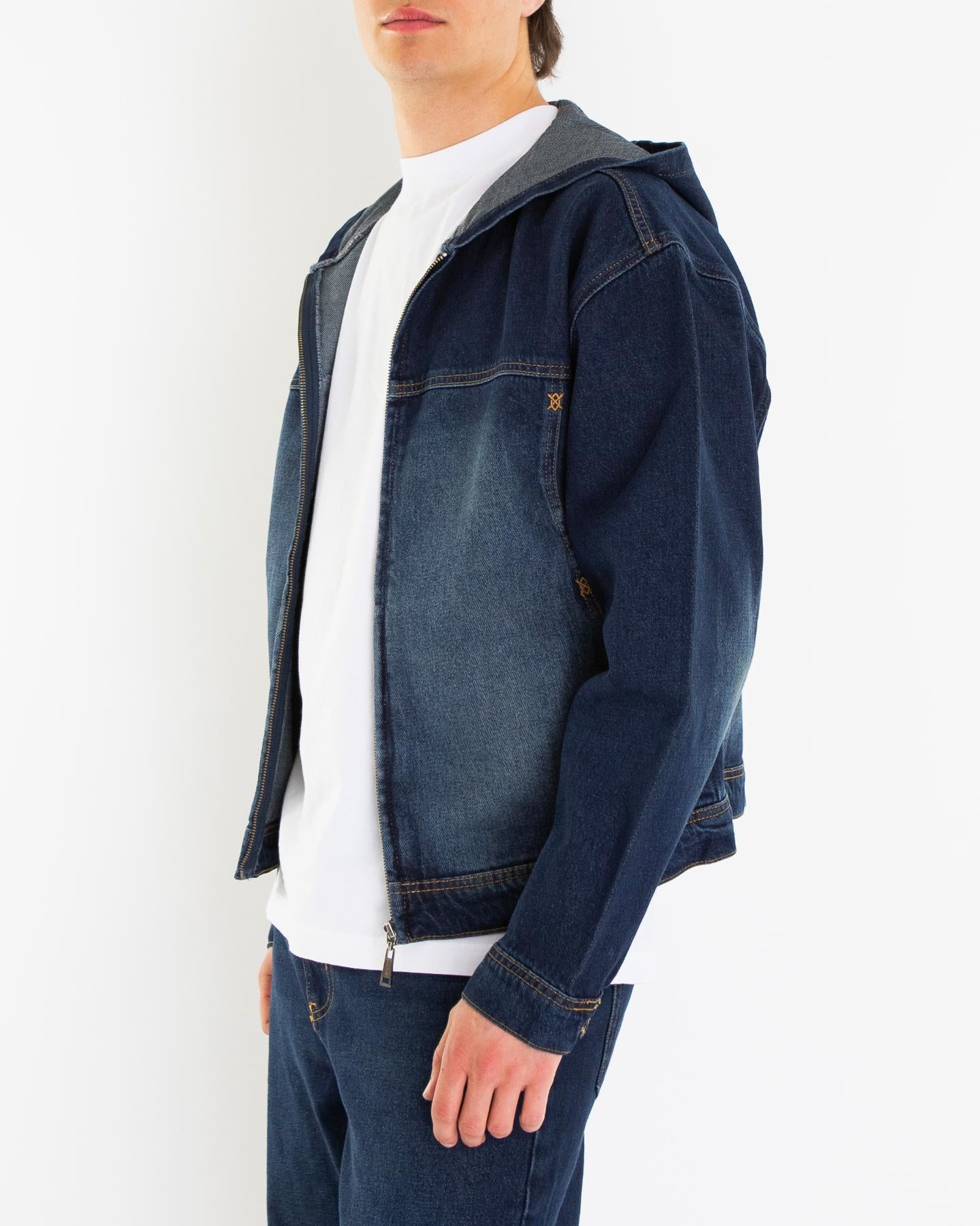 Heren Washed Denim Jacket Blauw